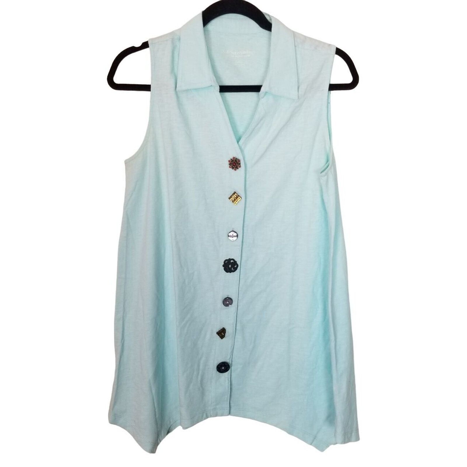 Soft Surroundings Soft Surroundings Womens Danielle Button Blouse M Coastal Size M / US 6-8 / IT 42-44 - 2 Thumbnail