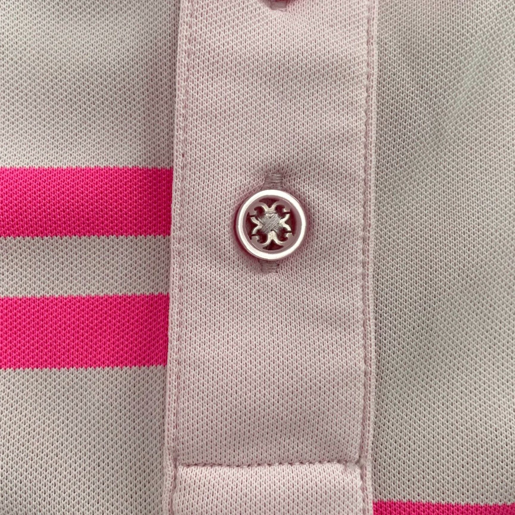 Vintage G Fore Polo Shirt Men Large Pink Striped Performance Golf Casual