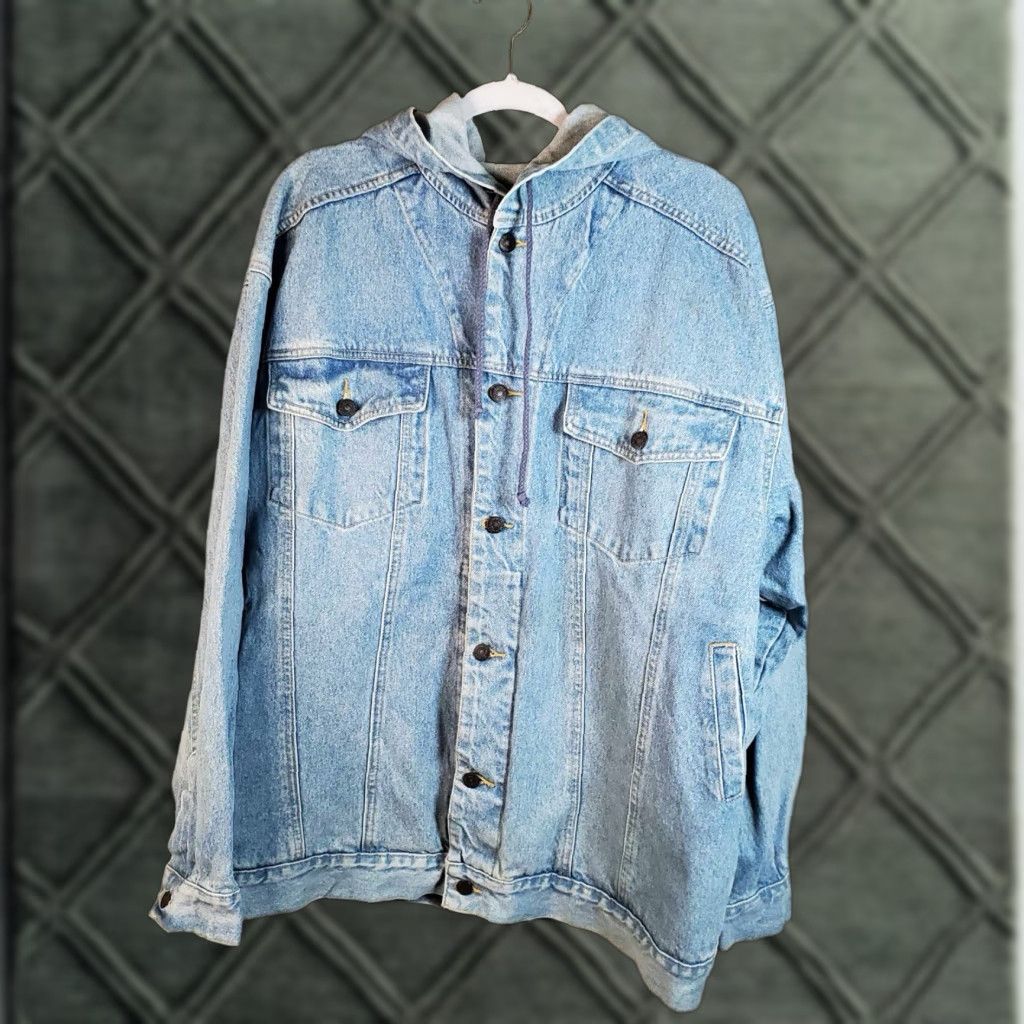 Vintage VINTAGE Blue Zone Denim Jacket Hooded Mens M Hong Kong Buckle Back Buckle Back Size US M / EU 48-50 / 2 - 1 Thumbnail