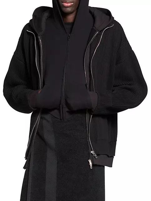 Balenciaga o1mt1gz0125 Unity Sports Icon Layered Zip-Up Hoodie in Black Size US M / EU 48-50 / 2 - 4 Thumbnail