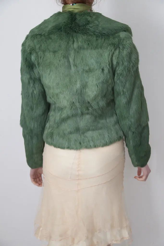 Vintage 1980's cute green fur jacket Size S / US 4 / IT 40 - 10 Thumbnail