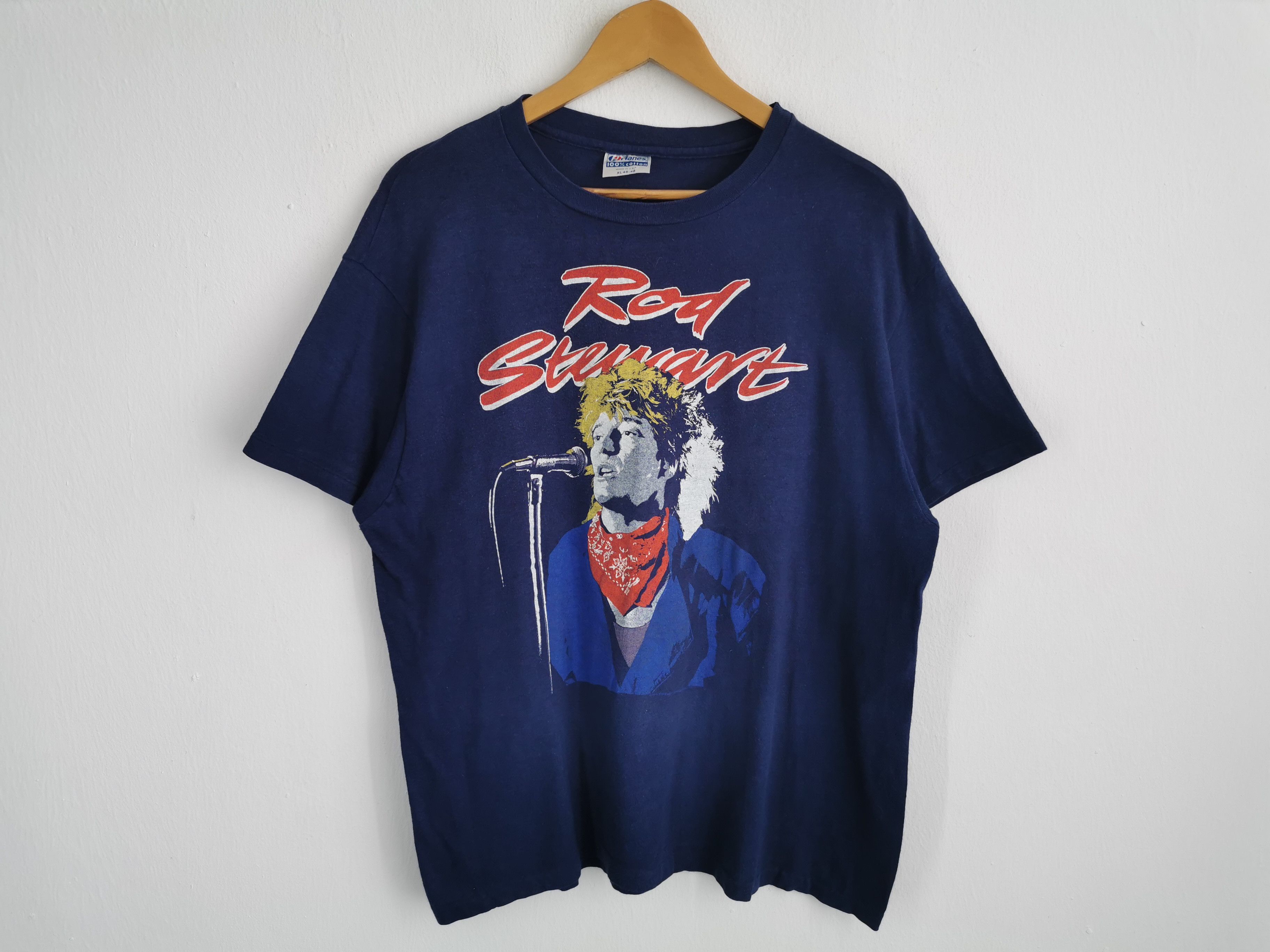 Hanes × Vintage Vintage 80's Rod Stewart Tour '84 Tee T Shirt Made In USA Size US M / EU 48-50 / 2 - 1 Thumbnail