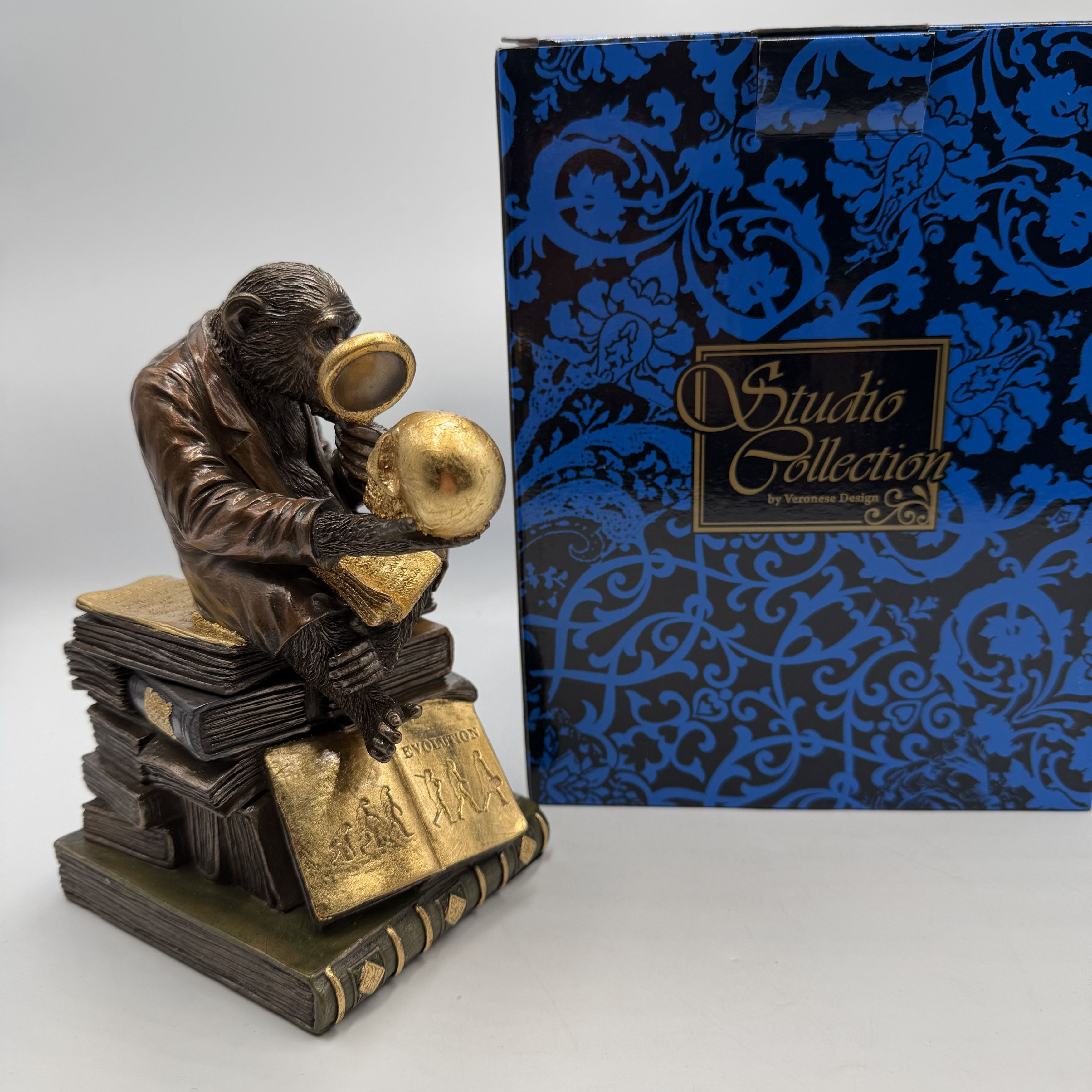 Other Monkey Trinket Box on Books Bronze Polystone Statue Size ONE SIZE - 2 Thumbnail