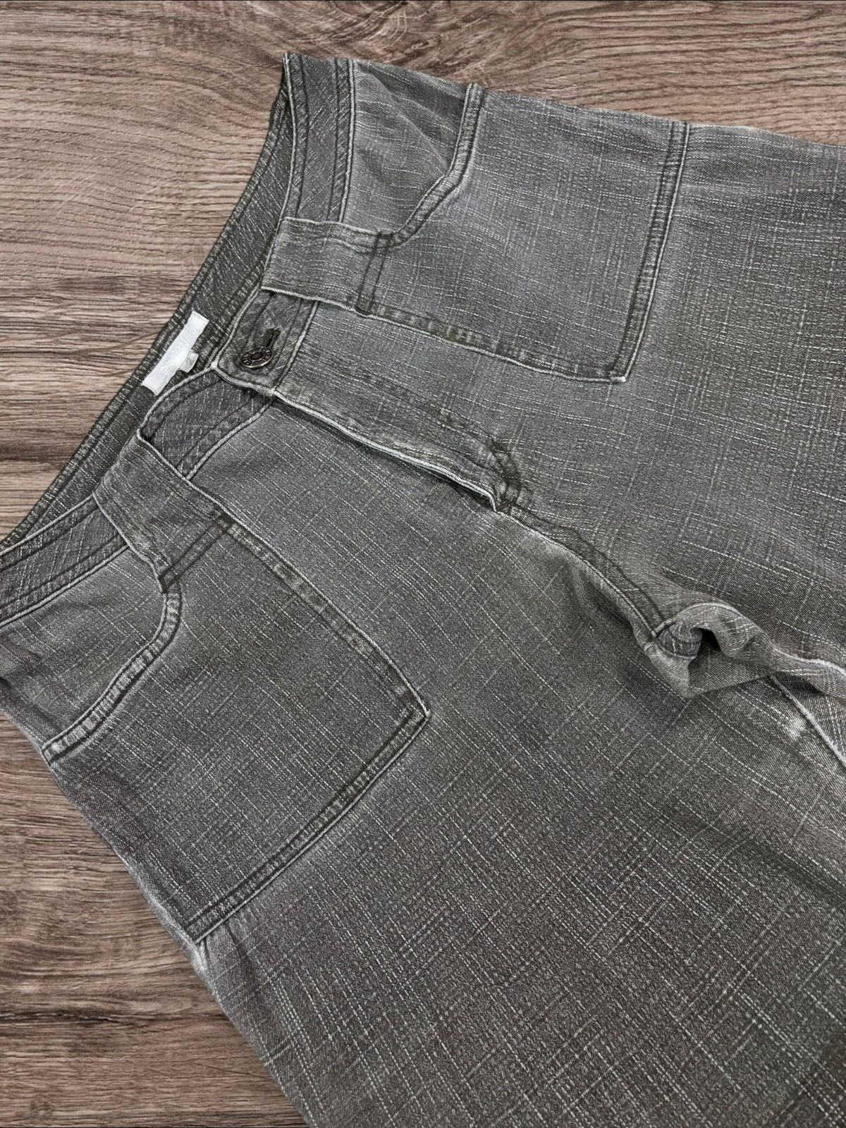 Japanese Brand Esuwai Japan Crosshatch Grey Wash Flare Jeans Size US 28 / EU 44 - 4 Thumbnail