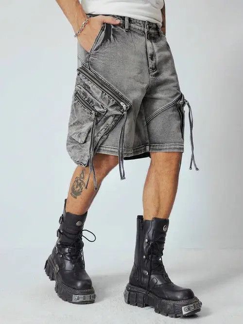 Jean Vintage cargo washed denim shorts Size US 34 / EU 50 - 4 Thumbnail