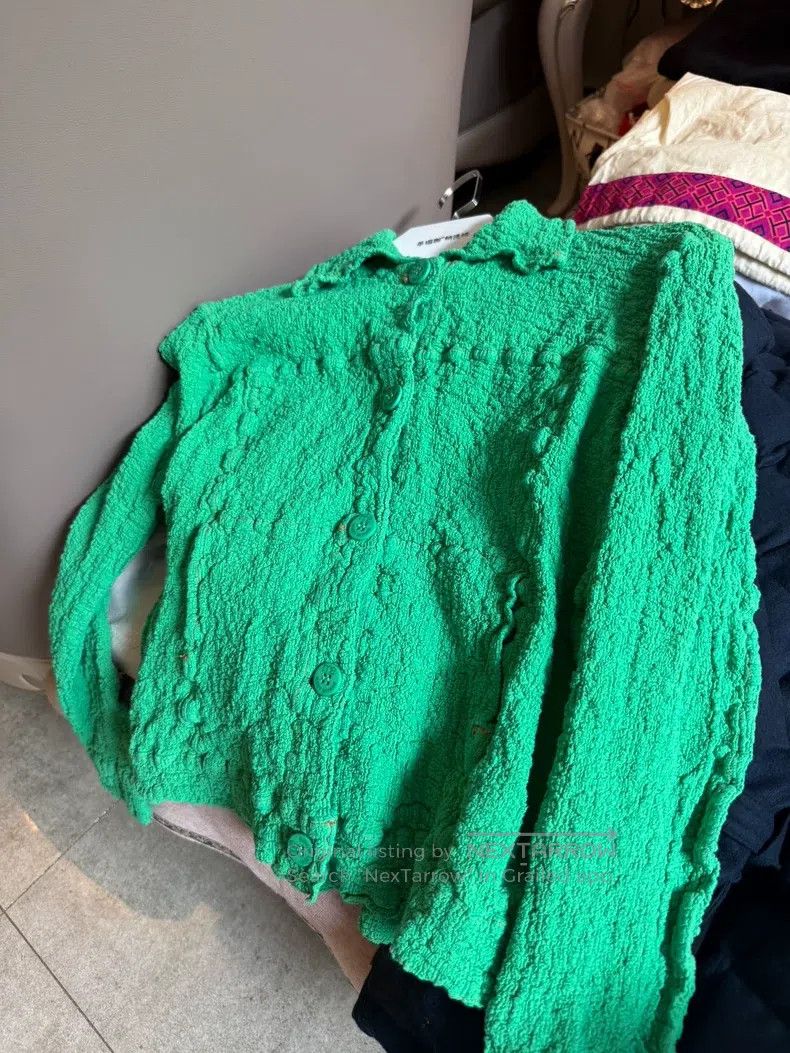 Issey Miyake Issey Miyake size:one size Cauliflower Print Blazer Green Size XXS / US 00 / IT 34 - 7 Thumbnail