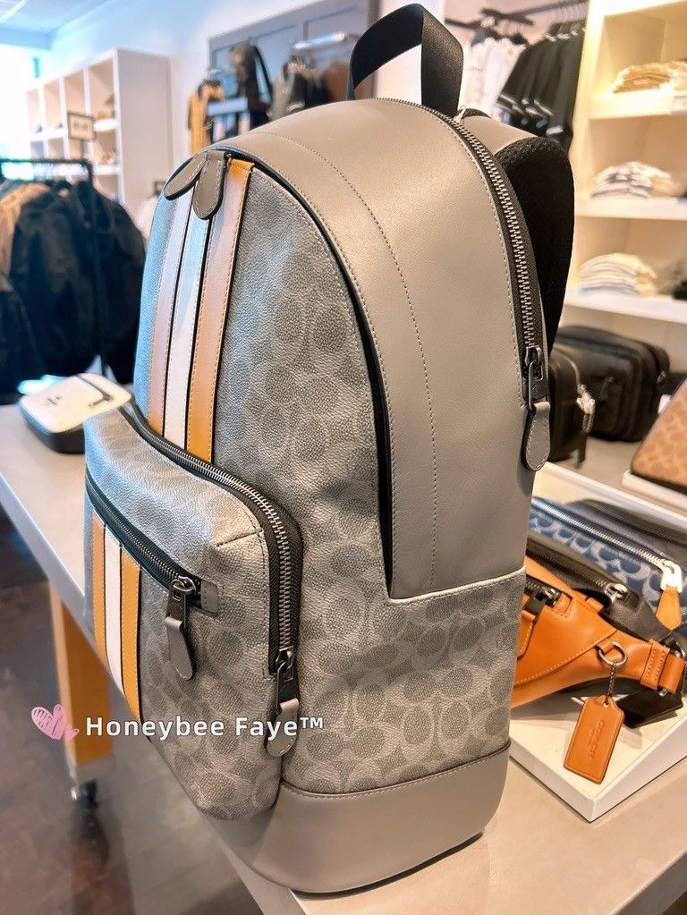 Coach West Backpack In Signature Canvas With Varsity Stripe CV922 Size ONE SIZE - 4 Thumbnail