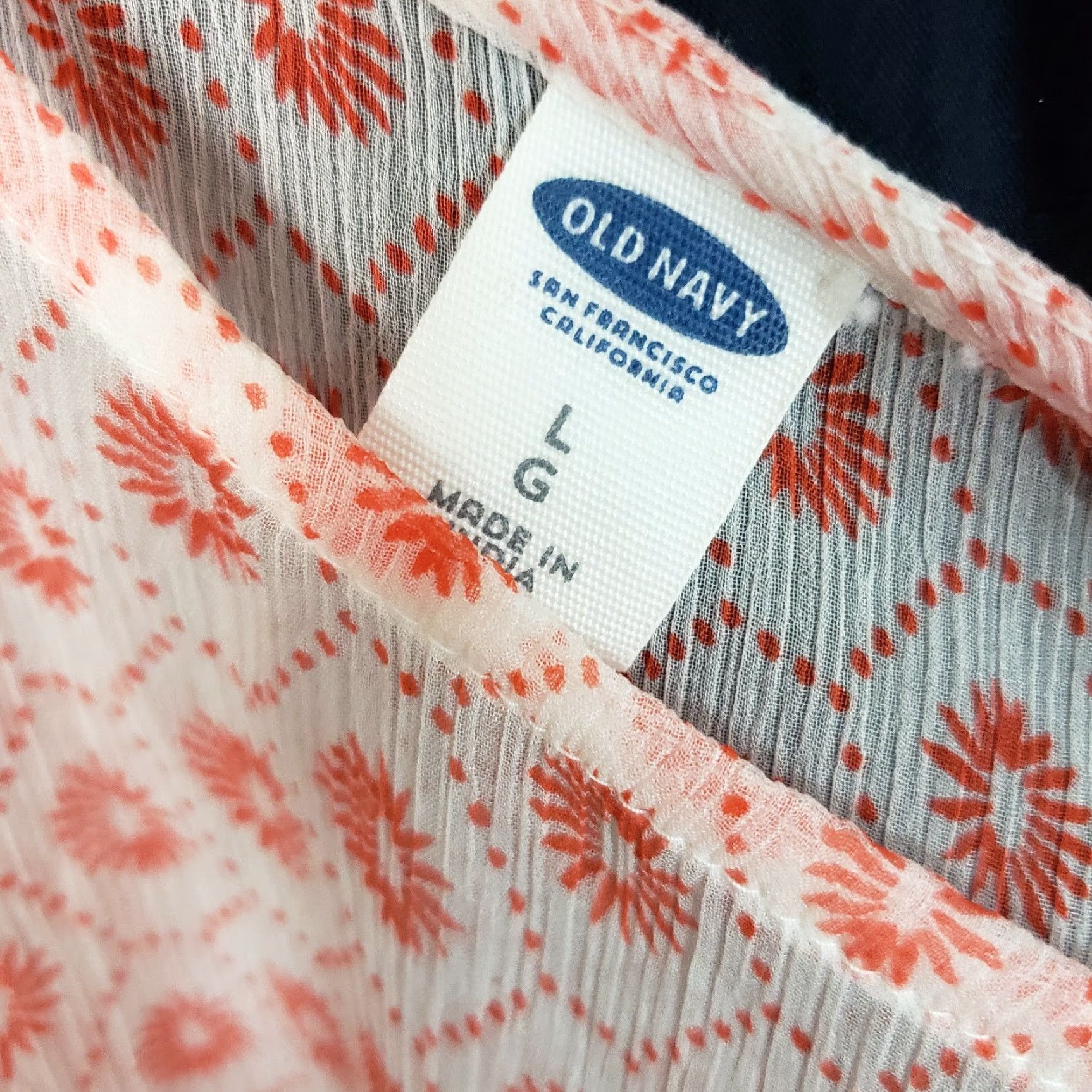 Old Navy VINTAGE Old Navy Womens Tank Top Sz Large Orange White Semi Sheer Scoop Neck Size L / US 10 / IT 46 - 4 Thumbnail