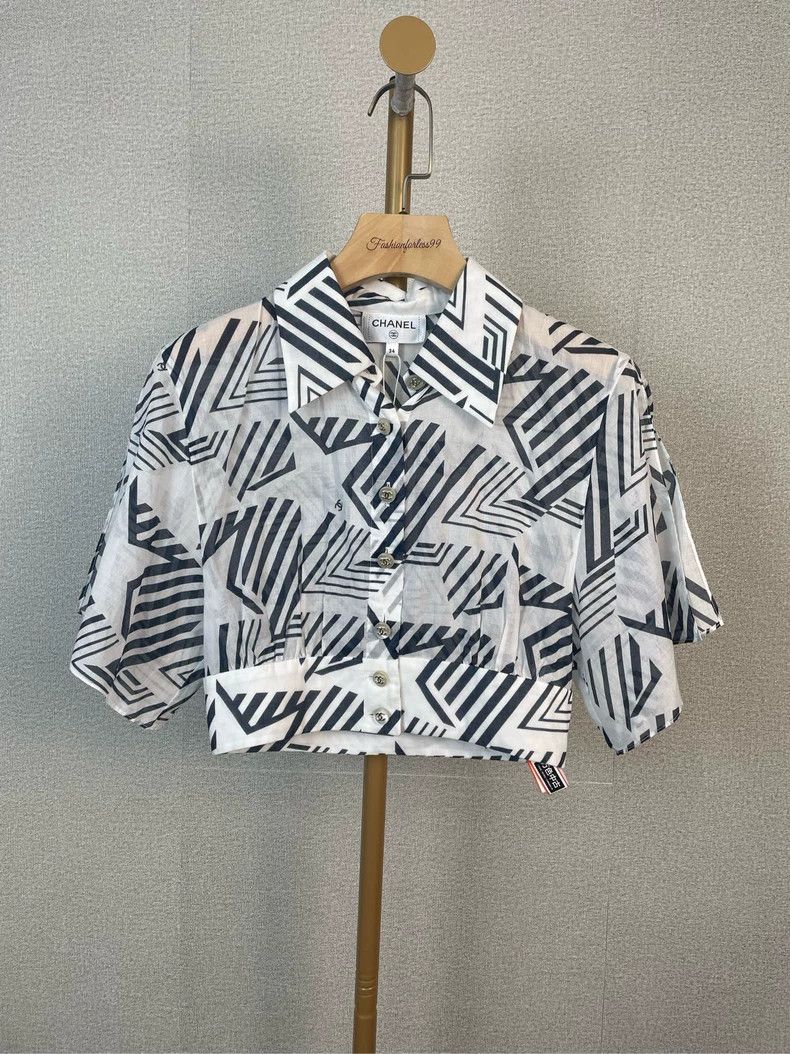 Chanel Black White Star Stripe Shirt - dmc