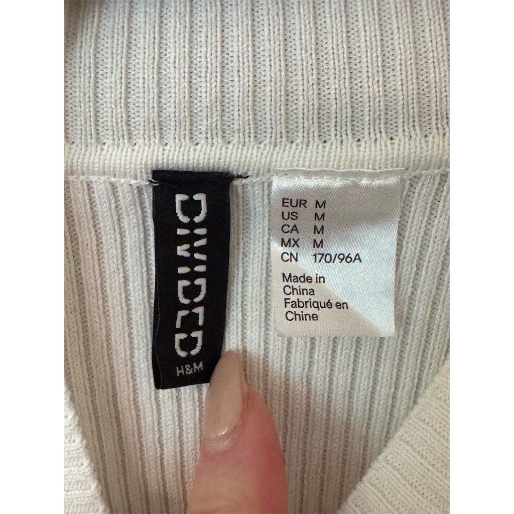 H&M H&M Divided Sweater Womens M Ivory Ribbed Mock Neck Long Sl Size US M / EU 48-50 / 2 - 3 Thumbnail