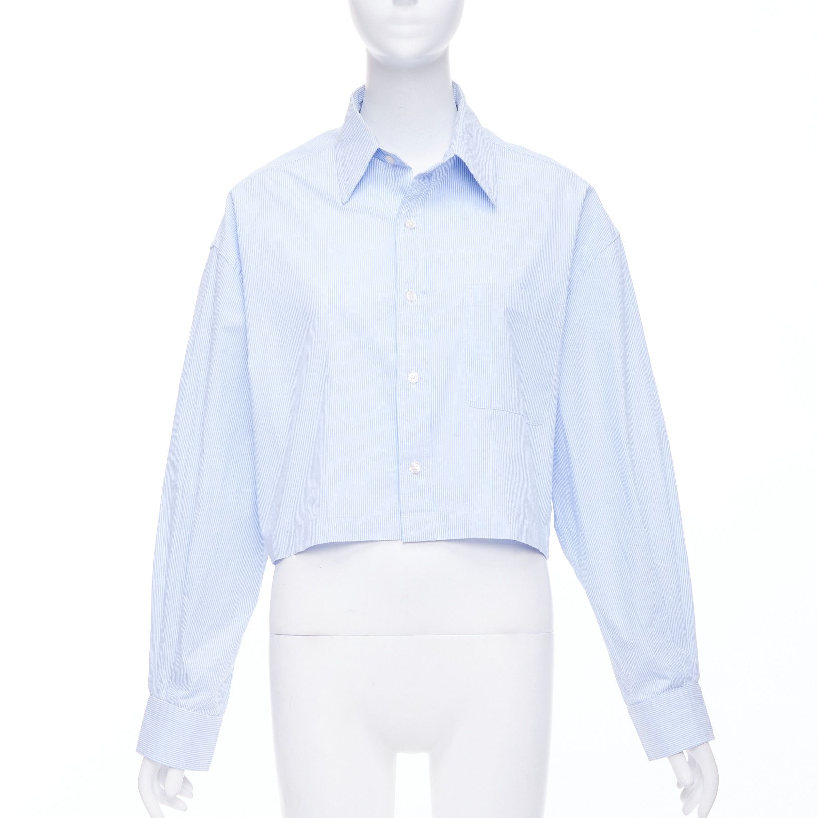 R13 R13 SW light blue white stripe oversized cropped button up shirt S Size S / US 4 / IT 40 - 1 Thumbnail
