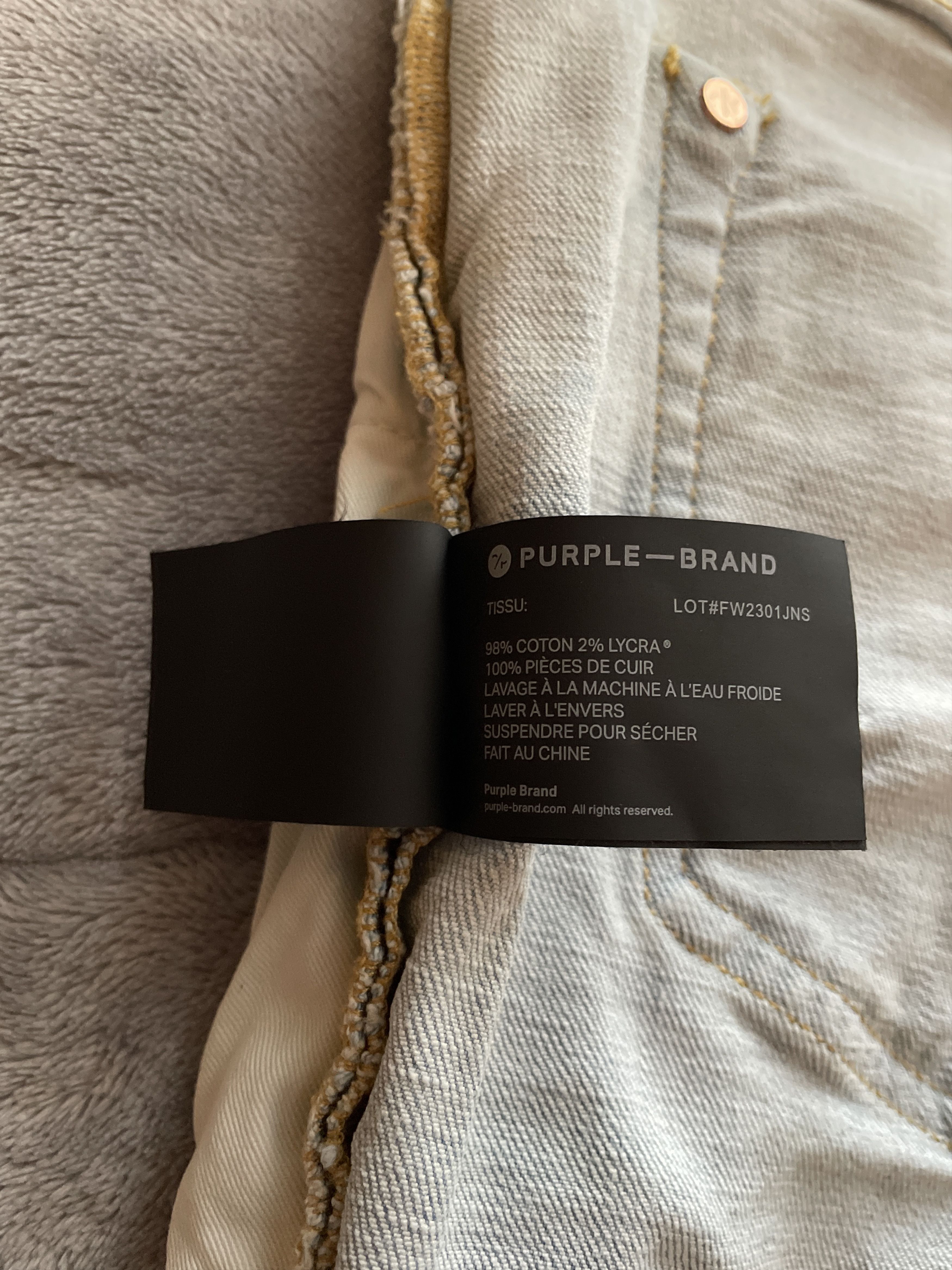 Purple Brand Purple Brand Denim P001-PTLI423-33 "Flock Painted Wordmark" Size US 33 - 22 Thumbnail