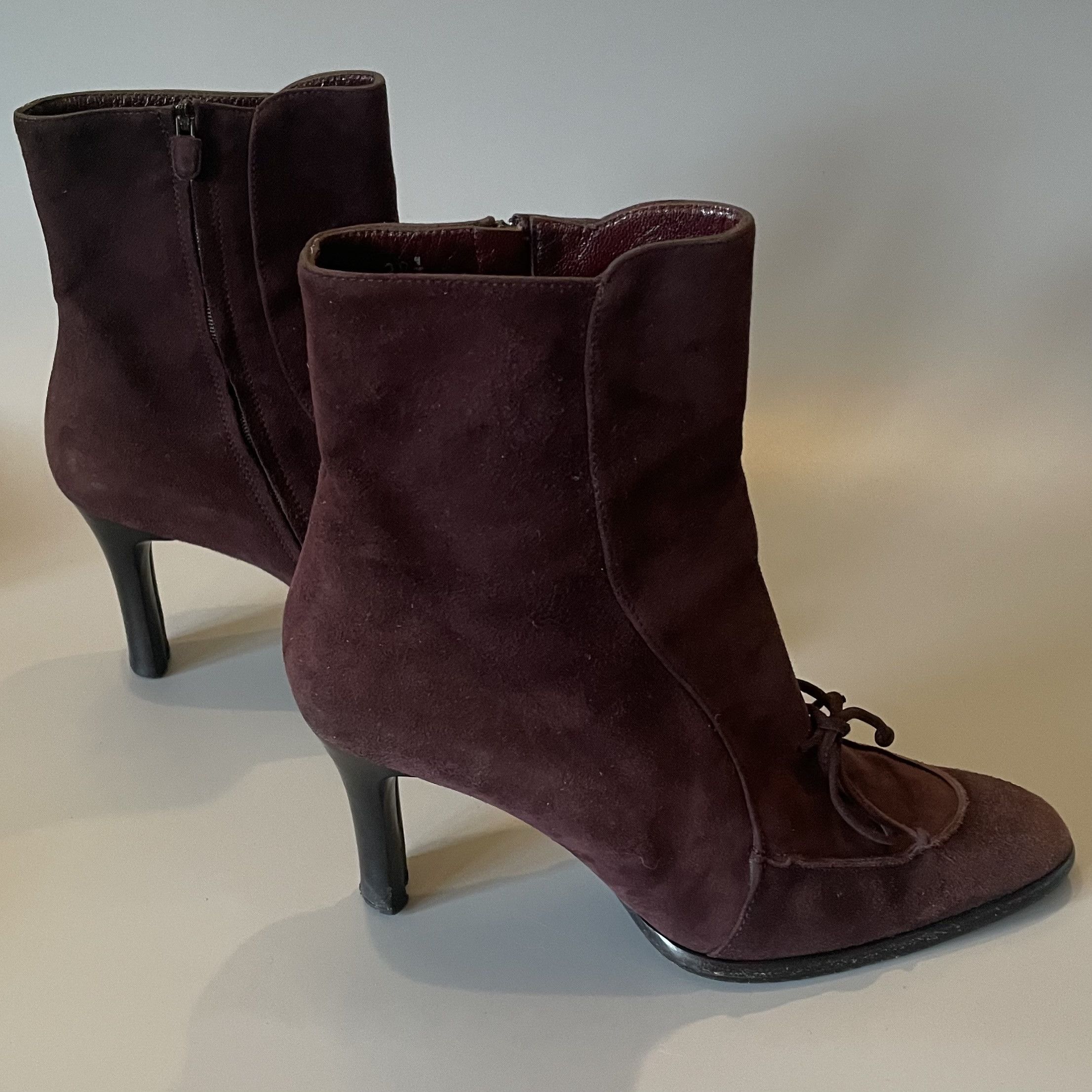 Tod's TODS burgundy-brown suede 3.5" tall ankle boots Size US 7.5 / IT 37.5 - 2 Thumbnail