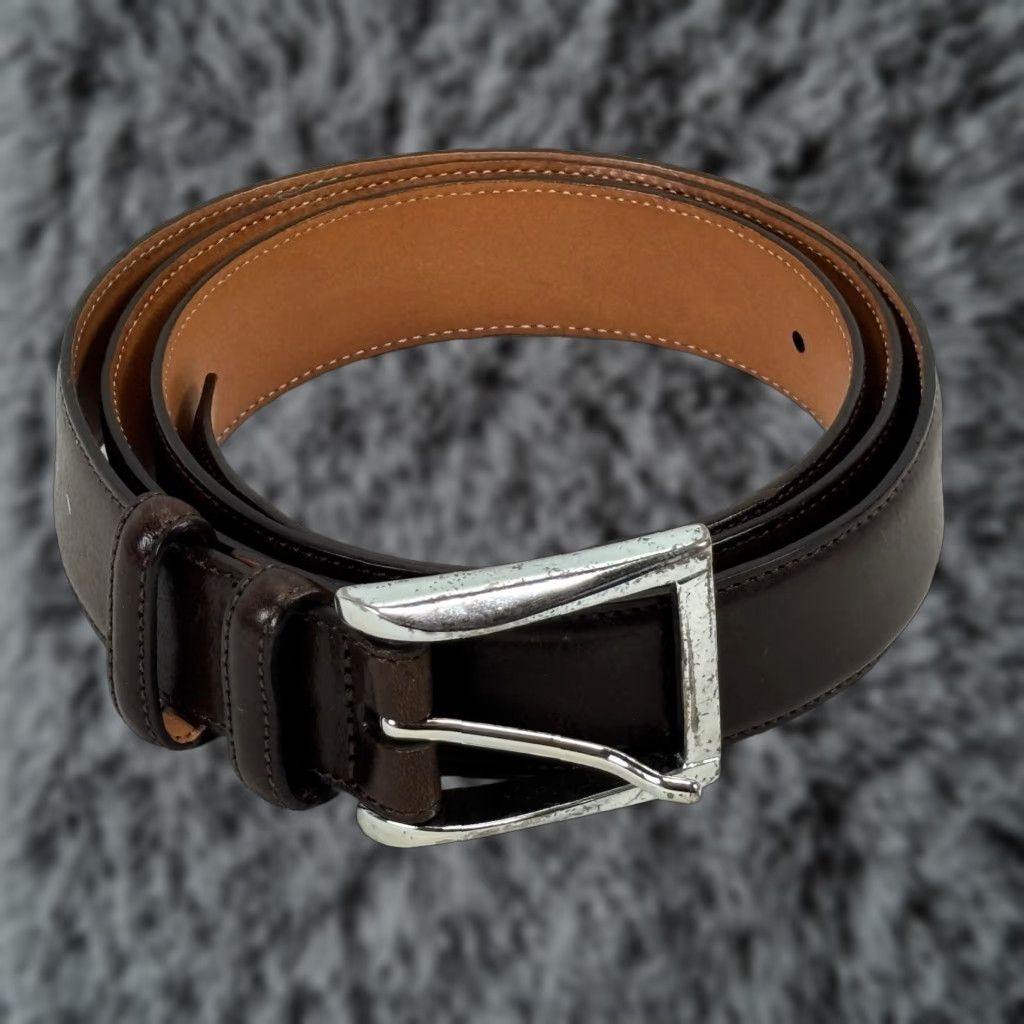 Vintage Trafalgar Belt Men's Dark Brown Leather 42 Made USA Cortina Hand Polished Cortina Belt Brown Leather 42 Mens USA Belt Size 42 - 1 Thumbnail