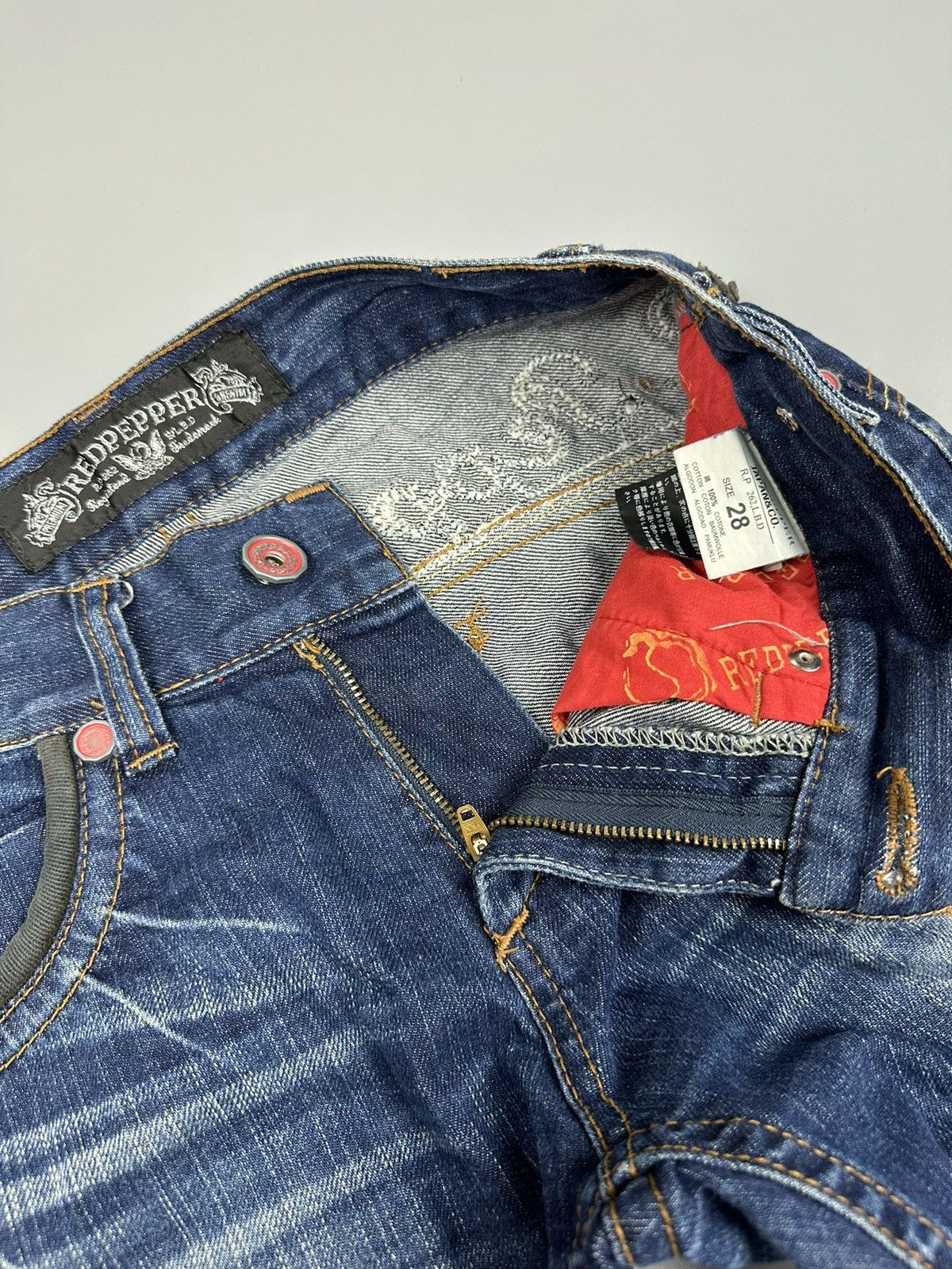 If Six Was Nine × Le Grande Bleu (L.G.B.) Distressed Red Pepper Whiskered Flared Jeans Size US 30 / EU 46 - 9 Thumbnail