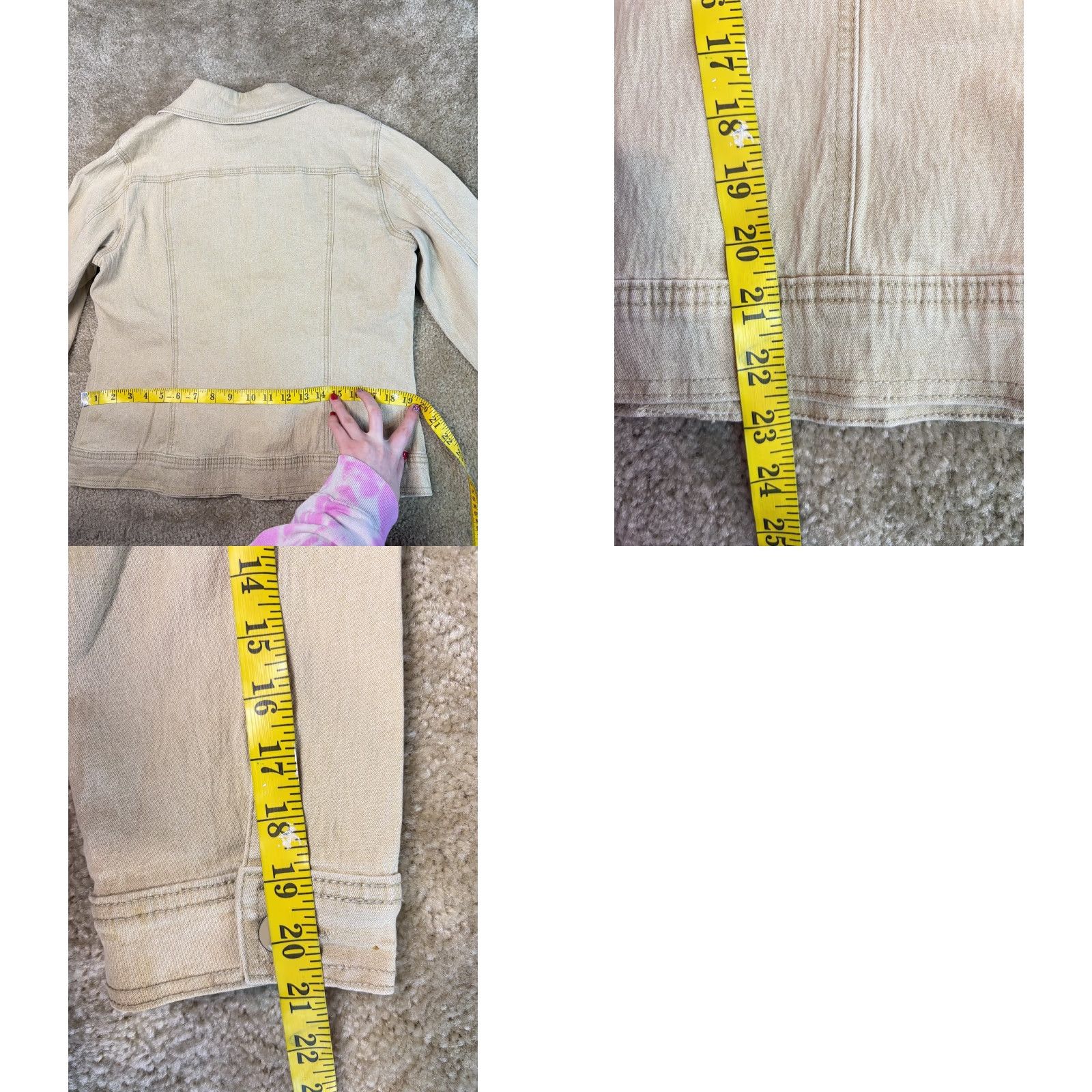 Denime DG2 Womens Jacket Beige Denim Zip Up Short Stretch Medium Size 32" / US 10 / IT 46 - 8 Thumbnail