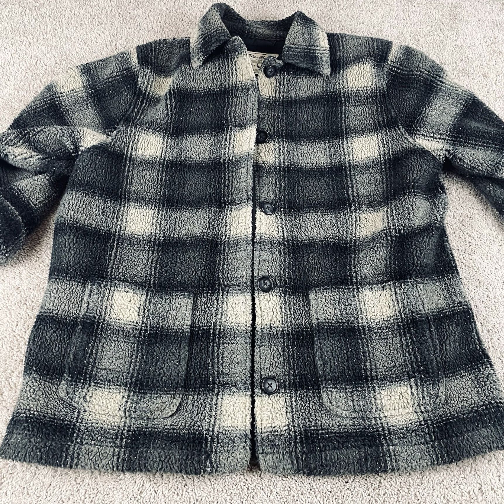 Eddie Bauer VINTAGE Eddie Bauer Jacket Women’s XL Plaid Sherpa Barn Chore Black/Gray R1 Size XL / US 12-14 / IT 48-50 - 2 Thumbnail