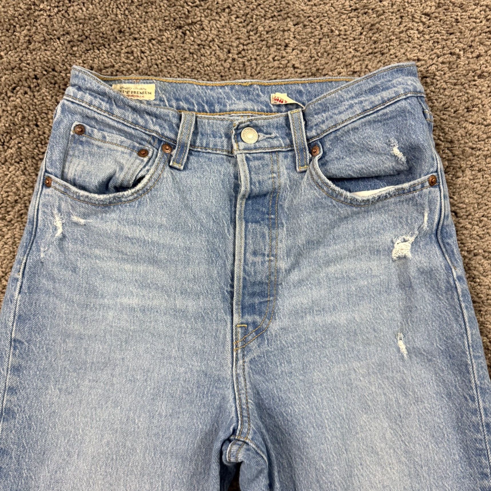 Levi's VINTAGE Levi's Ribcage Jeans Women 27 Regular High Rise Ankle Straight Denim Blue 26x27 Jeans Mens Girls Size 26" / US 2 / IT 38 - 2 Thumbnail