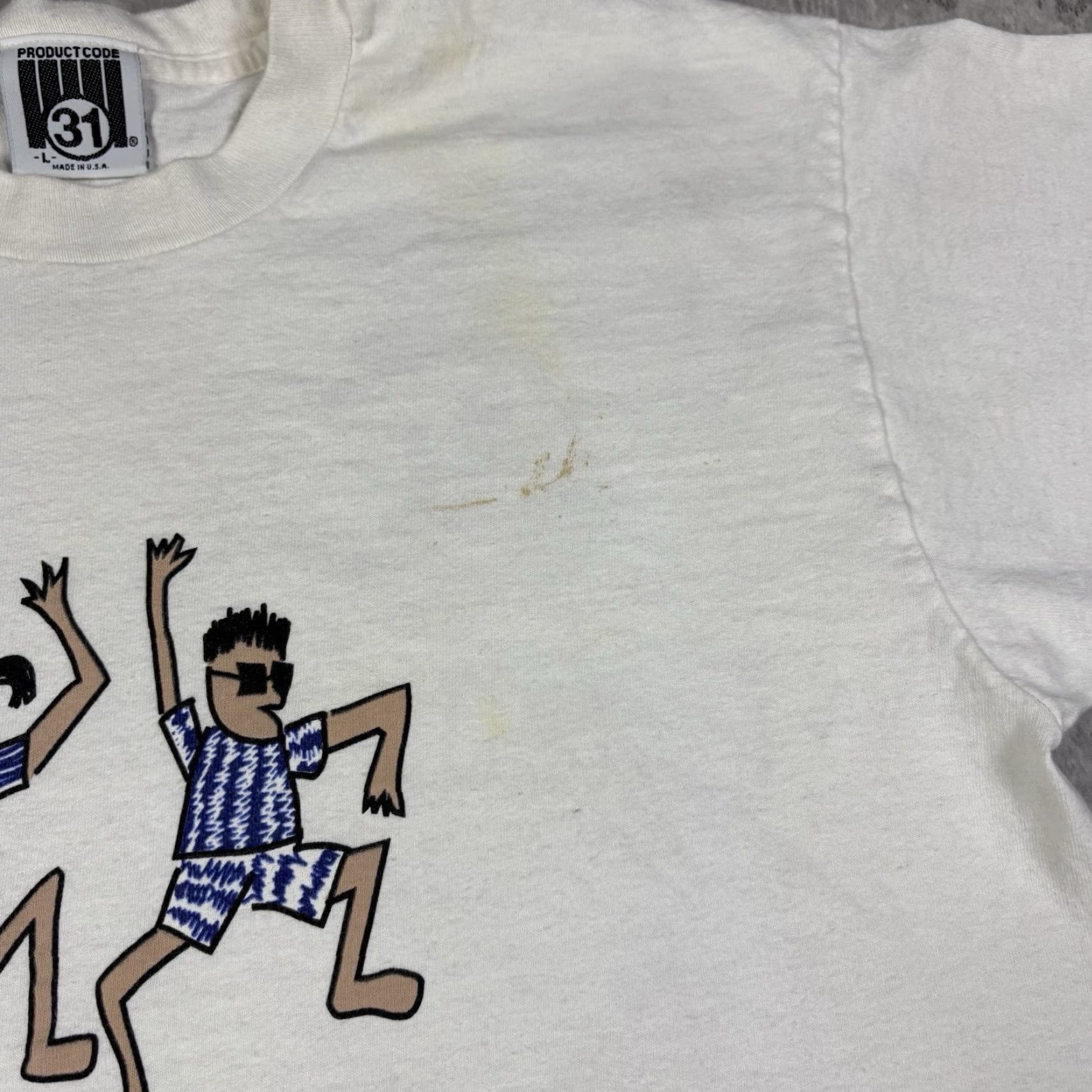 Penn VINTAGE Penn State Stick Figure Art T Shirt Mens L Crew Neck White Cotton Short Sleeve Graphic Print 90s University Mens Size US L / EU 52-54 / 3 - 4 Thumbnail