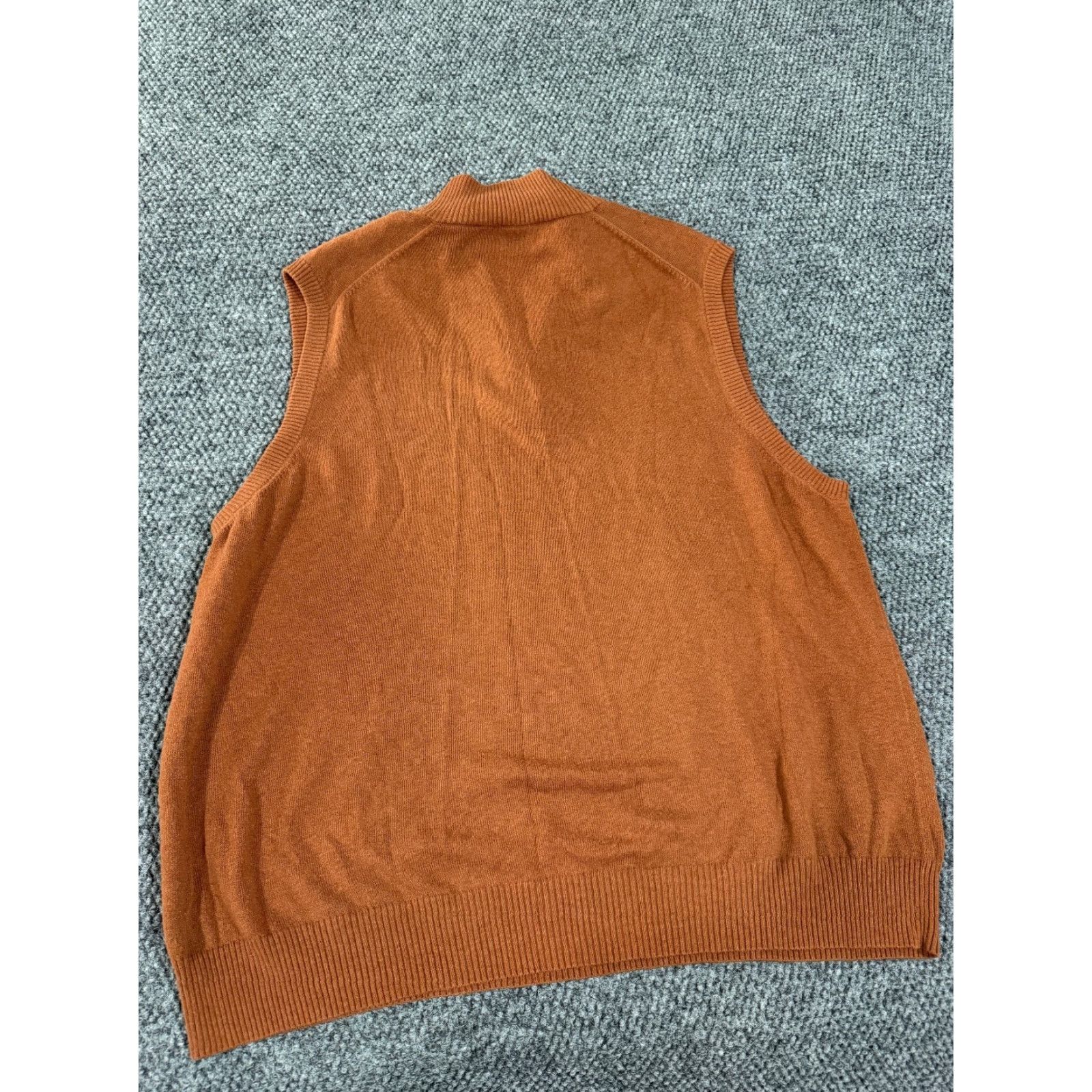 Johnston & Murphy Johnston & Murphy Sweater Vest Mens XL Orange 1/4 Zip Knit Cotton Ribbed Classic Vest Winter Casual Mens XL Orange Knit Vest 1/4 Zip Size US XL / EU 56 / 4 - 7 Thumbnail