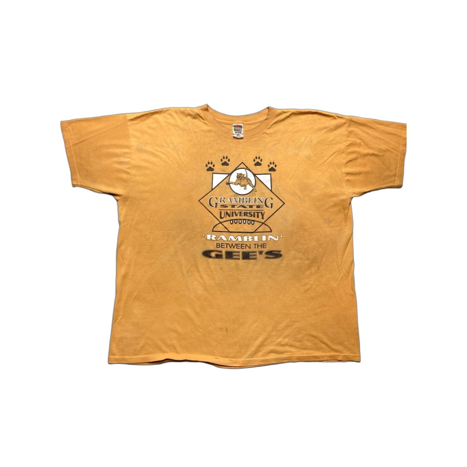 Fruit Of The Loom VINTAGE Grambling State University Tigers T-Shirt Men 3XL Yellow Graphic NCAA College Shirt Size US XXL / EU 58 / 5 - 1 Thumbnail