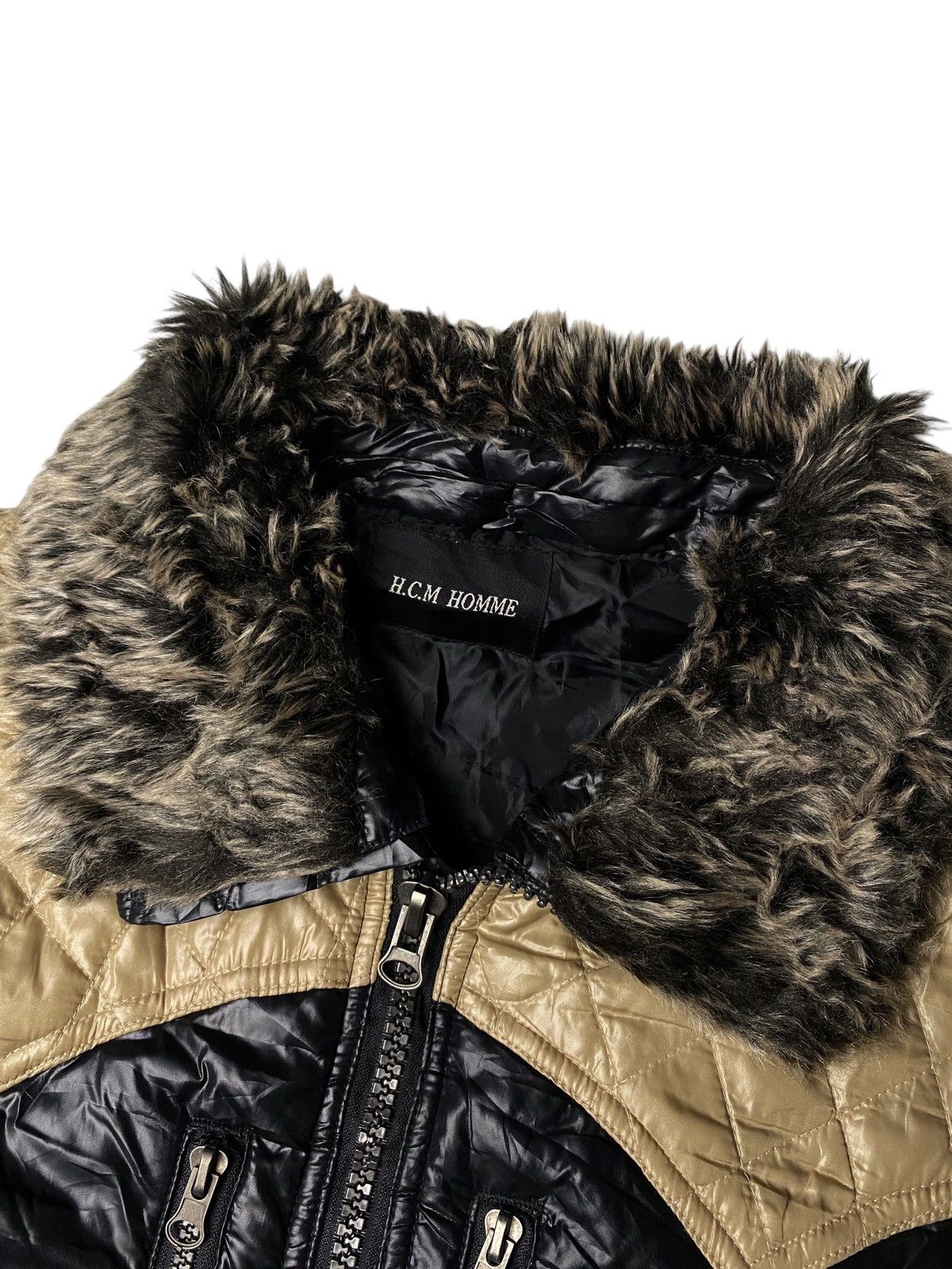 If Six Was Nine 2000's H.C.M Homme Fur Puffer Zip Jacket Size US L / EU 52-54 / 3 - 3 Thumbnail