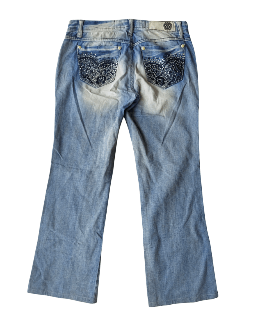 Hysteric Glamour EGOIST Luxury Jeans Rhinestone Embroidered Back Pocket Denim Size 29" - 1 Thumbnail