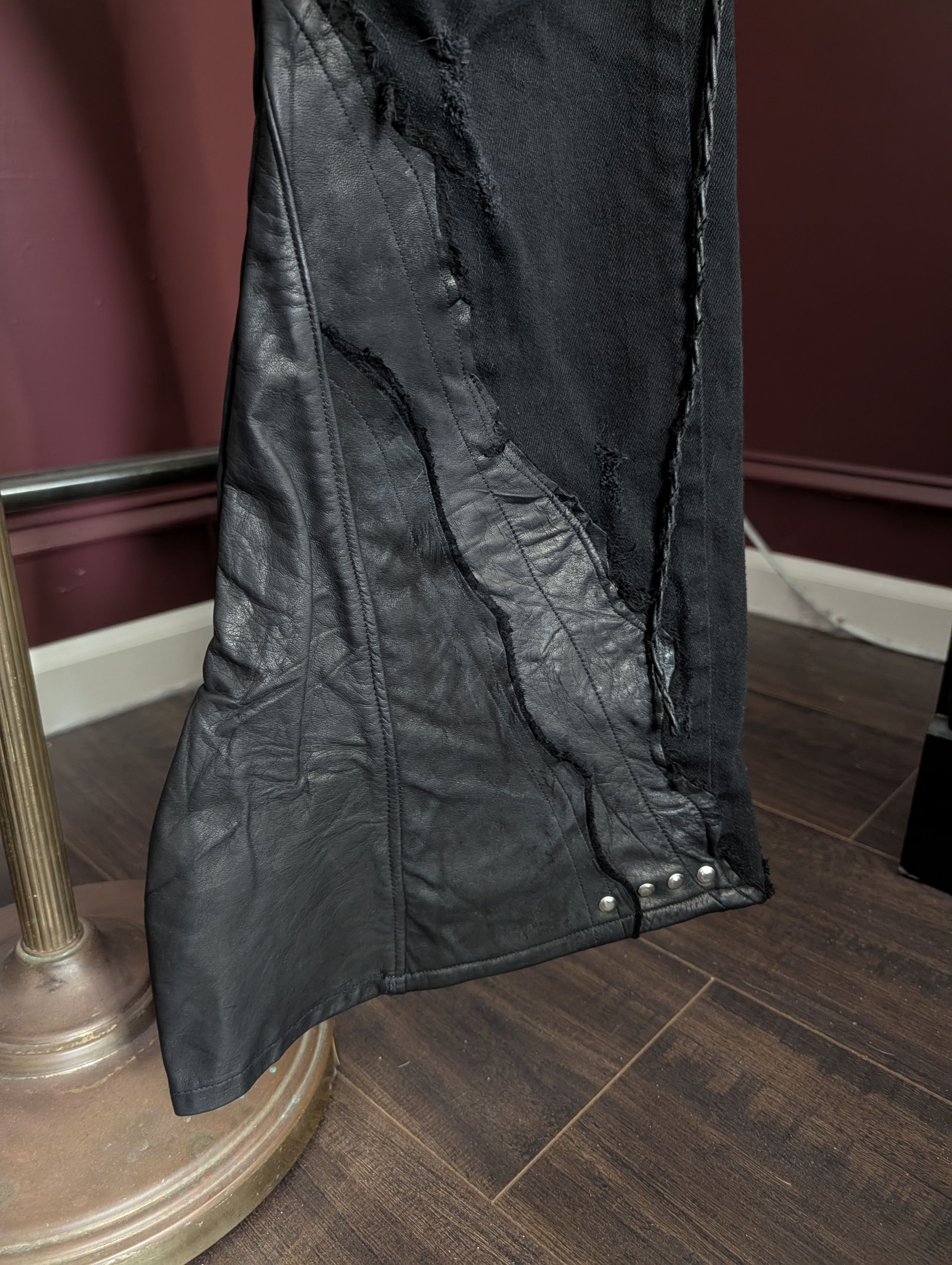 If Six Was Nine SHOHEI TAKAMIYA 1/1 leather studded pierced flared jeans Size US 30 / EU 46 - 4 Thumbnail