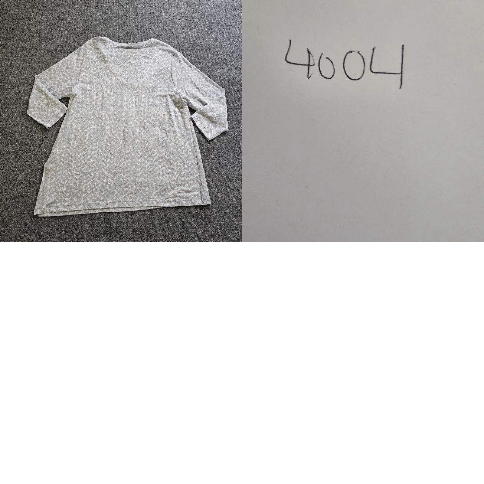 Vintage Poetry Top Tunic Womens 12 Gray White Linen V Neck 3/4 Sleeve Boxy Career Casual Shirt Size XL / US 12-14 / IT 48-50 - 8 Thumbnail