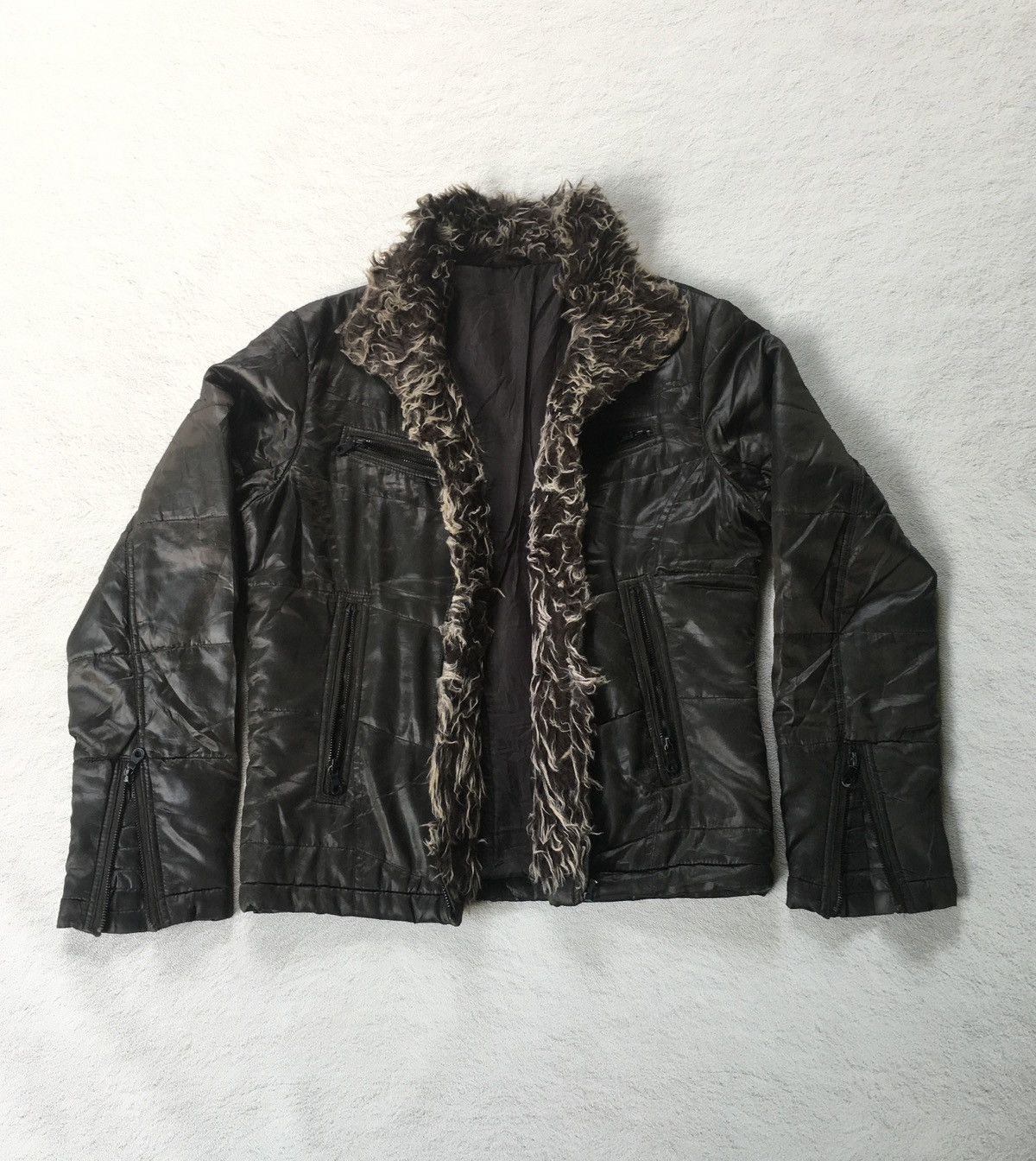 spinach leather fur jacket 平成 y2k spinach leather fur jacket 平成 y2k - メルカリ