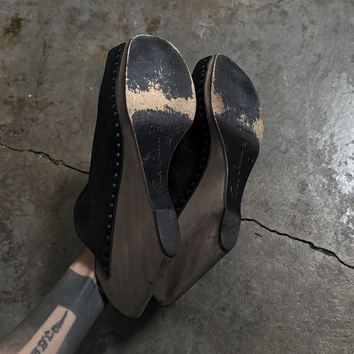 Rick Owens RICK OWENS LEATHER OPEN TOE WOOD CLOG WEDGE - BLACK - 39 Size US 9 / IT 39 - 5 Thumbnail