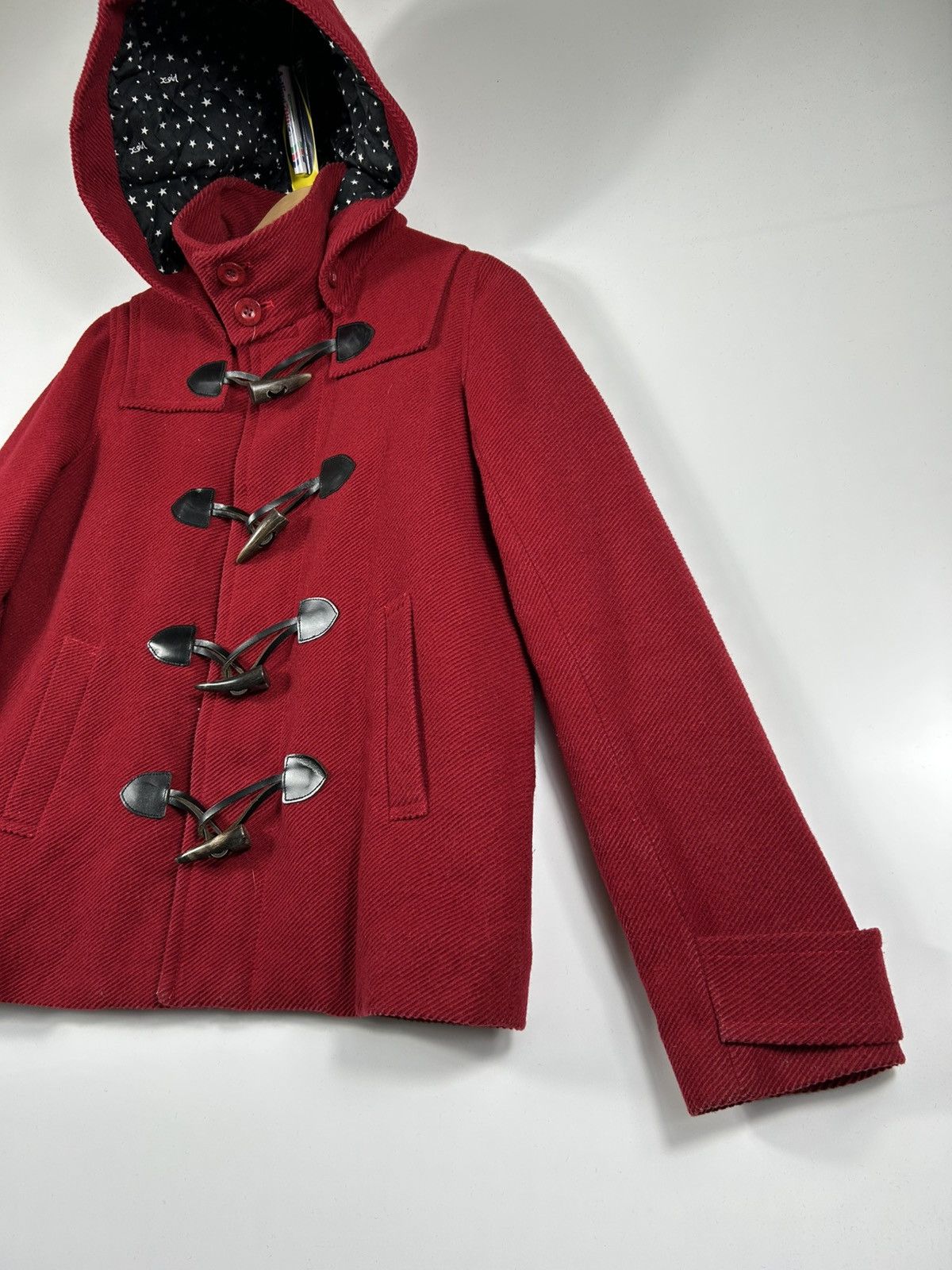 Japanese Brand 🔥X-Girl Hooded Wool Duffle Coat Jacket Size XS / US 0-2 / IT 36-38 - 3 Thumbnail