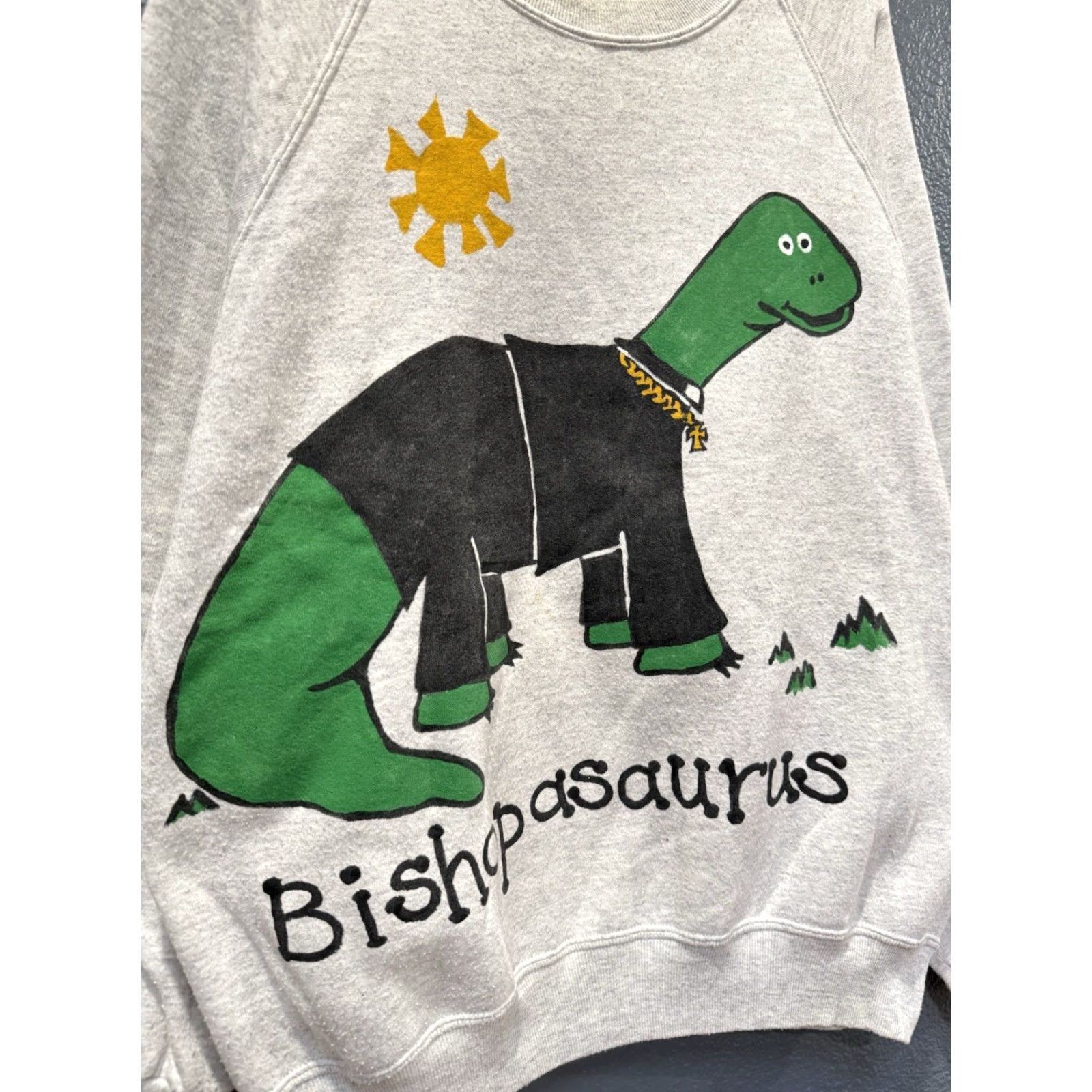 Jerzees VINTAGE 90s Jerzees Sweatshirt Men XL Gray Pullover Bishopsaurus - Hand Made Diamond 90s Theme Size US XL / EU 56 / 4 - 4 Thumbnail