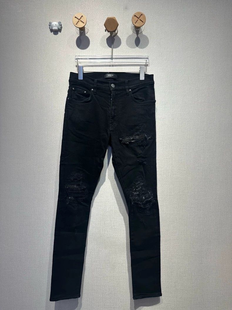 Amiri Amiri Black Cashew Flower Patch mx2 Jeans Size US 31 - 1 Thumbnail