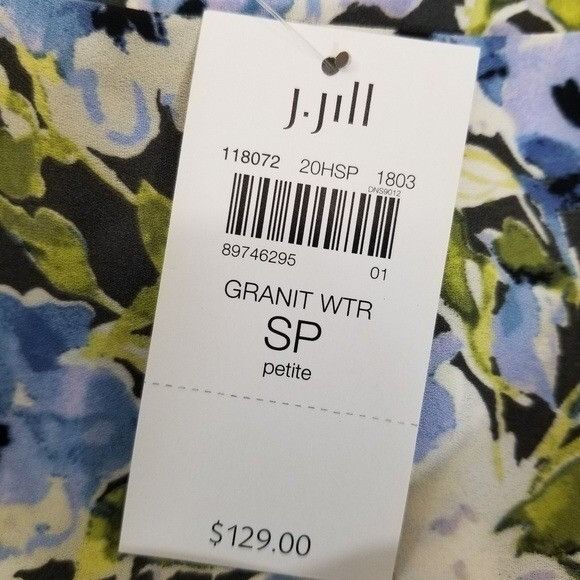 J. Jill J Jill PS Dress Blue Green Floral Pleated Easter Garden Slee Size S / US 4 / IT 40 - 7 Thumbnail