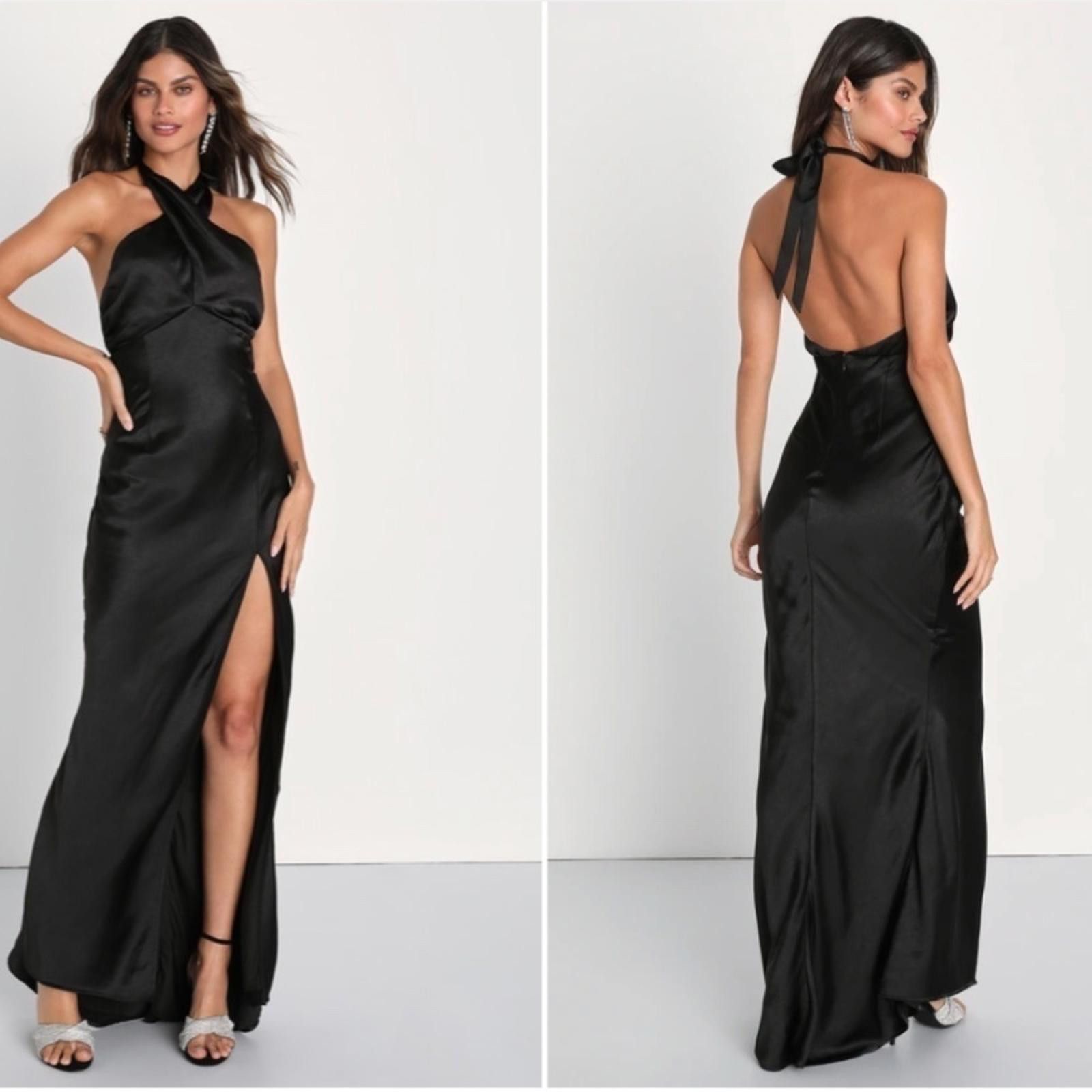 Lulus LULU's Sexy Prom Wedding Bridesmaid Satin Halter Maxi Size XL / US 12-14 / IT 48-50 - 4 Thumbnail