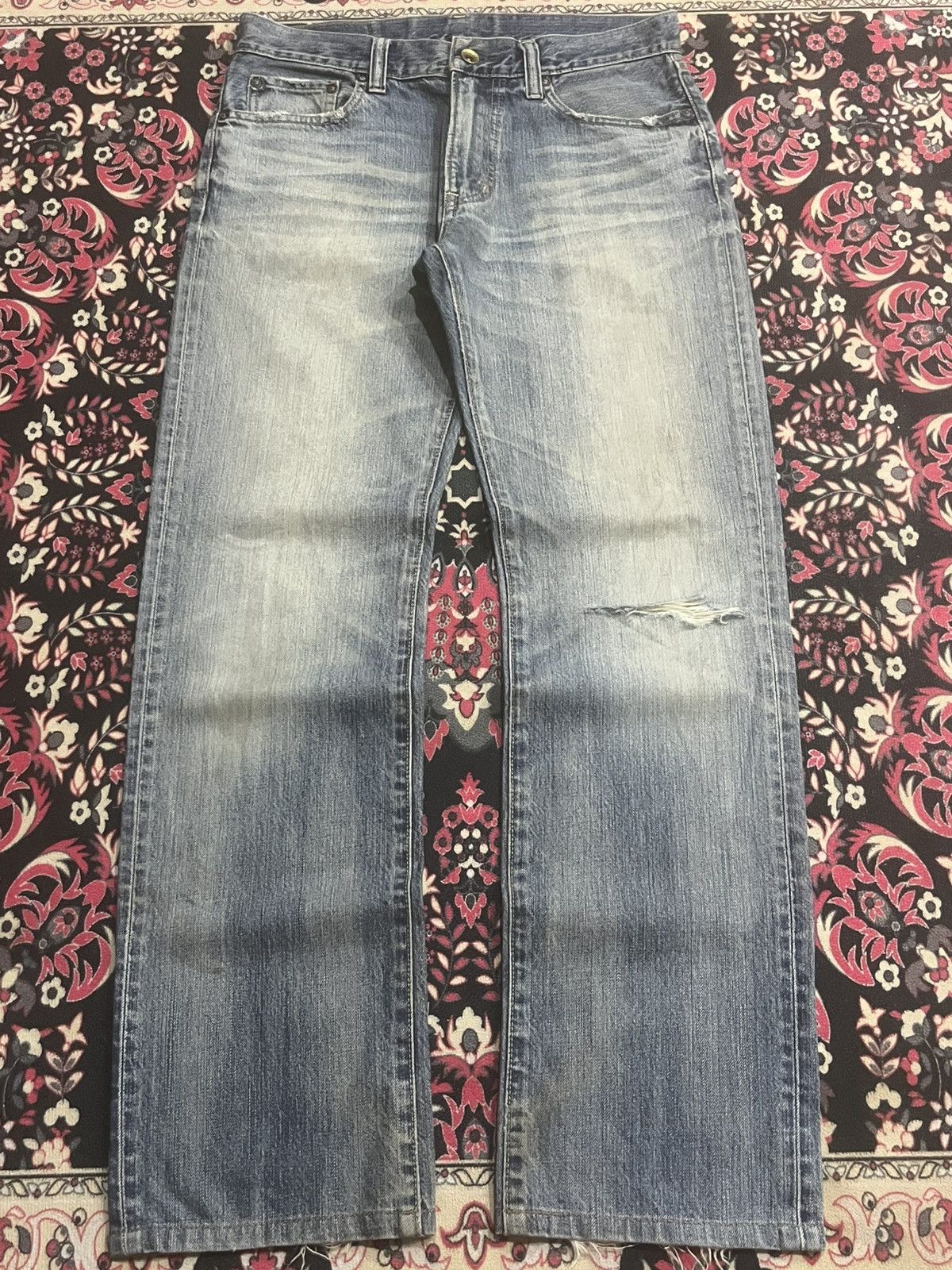 Jil Sander × Uniqlo Uniqlo Faded Washed Distressed Regular Straight Jeans Size US 31 - 1 Thumbnail