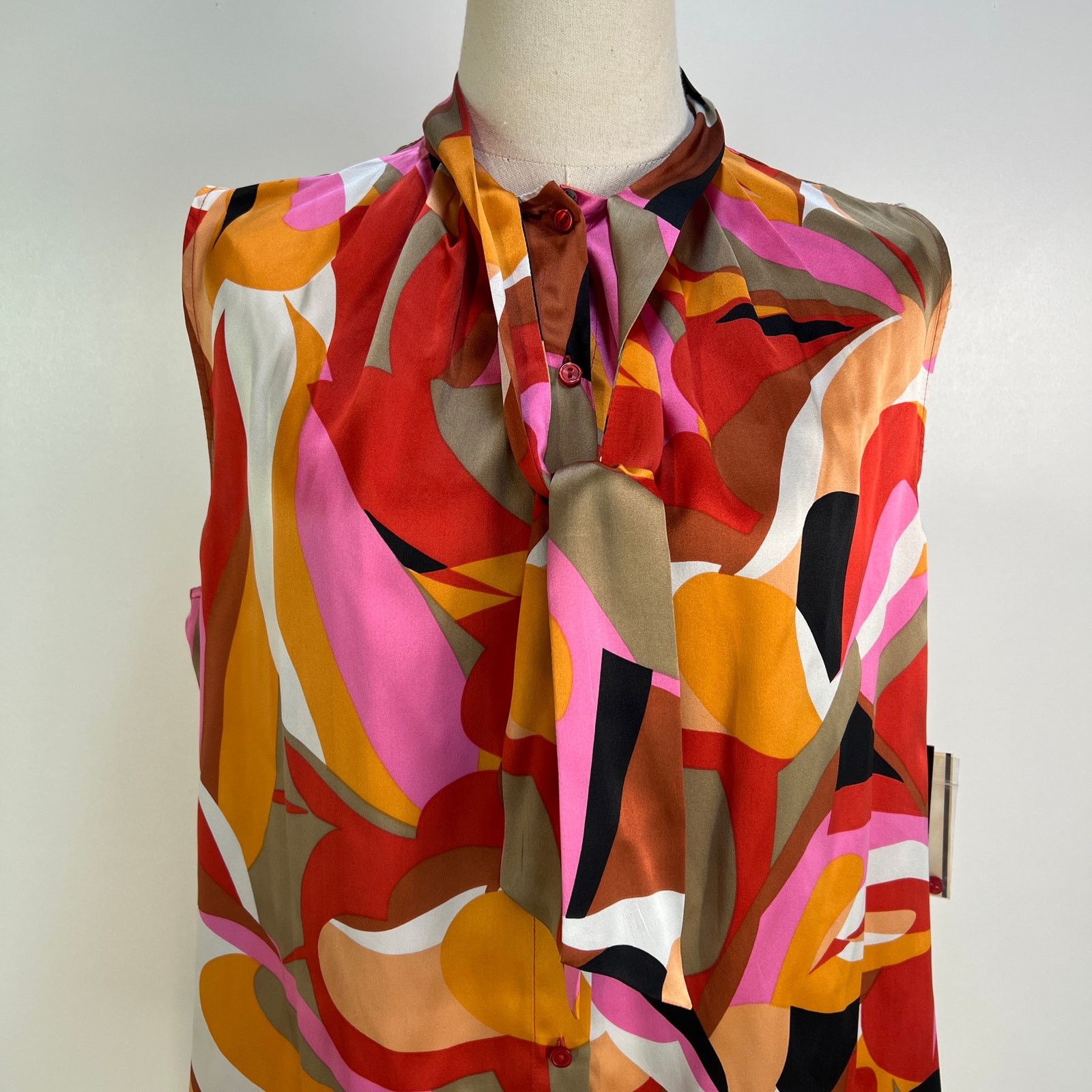 Vintage Spenser Jeremy Woman Silk Printed Blouse Sleeveless Top Size XL / US 12-14 / IT 48-50 - 4 Thumbnail