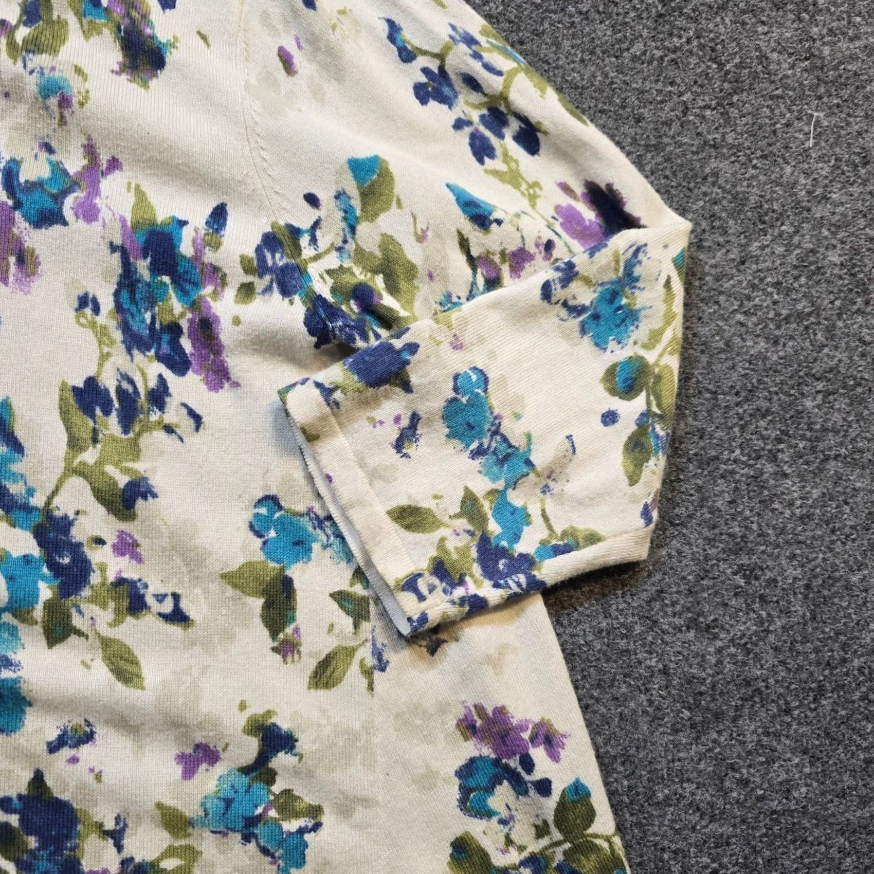 J. Jill J. Jill Cardigan Sweater Women M White Floral Long Sleeve Casual Career Shirt Womens Size M / US 6-8 / IT 42-44 - 3 Thumbnail