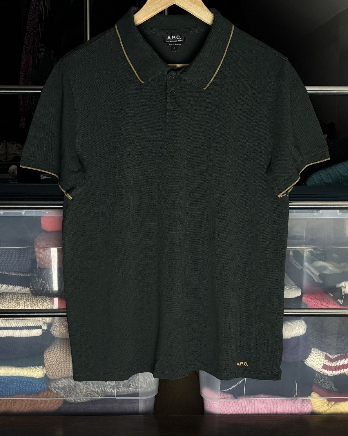 A.P.C. A.P.C. Dark Green Polo Shirt Size US L / EU 52-54 / 3 - 1 Thumbnail