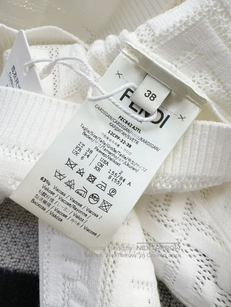 Fendi Fendi White FF Printed Cut-Out Short Open Cardigan Jacket Size XS / US 0-2 / IT 36-38 - 6 Thumbnail