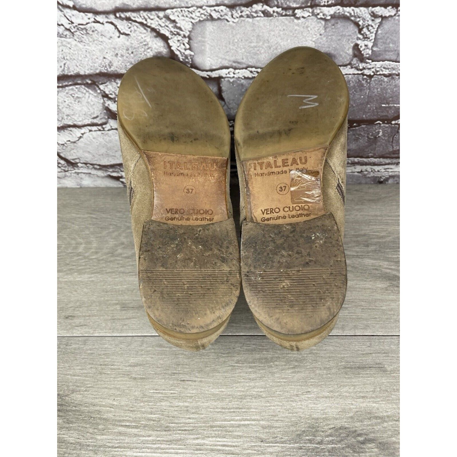 Other ITALEAU Tan Suede Leather Ankle Side Zipper Low Heel Boots W Size US 6.5 / IT 36.5 - 19 Thumbnail