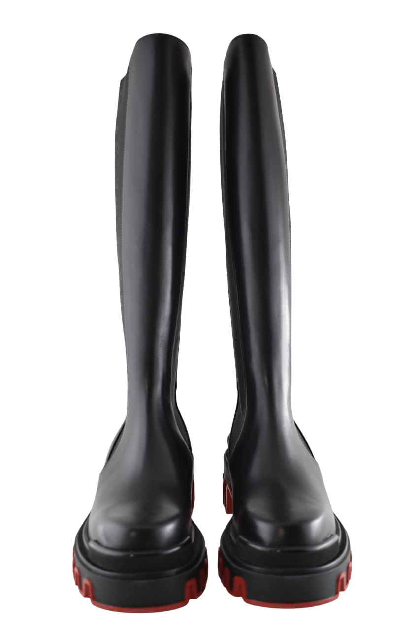 Christian Louboutin Marchacroche Dune Botta Black Leather Knee High Boot 40 Size US 10 / IT 40 - 11 Thumbnail