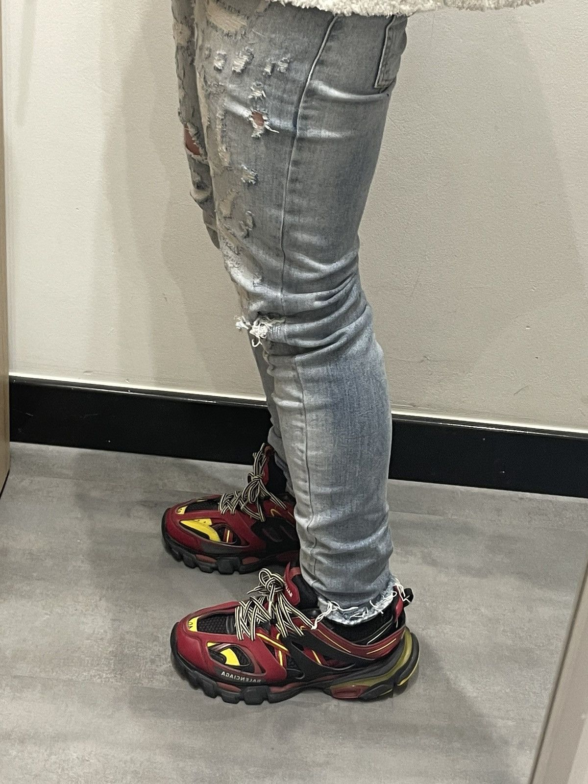 Balmain Balmain Distressed Indigo Biker Denim Pants Size US 31 - 6 Thumbnail