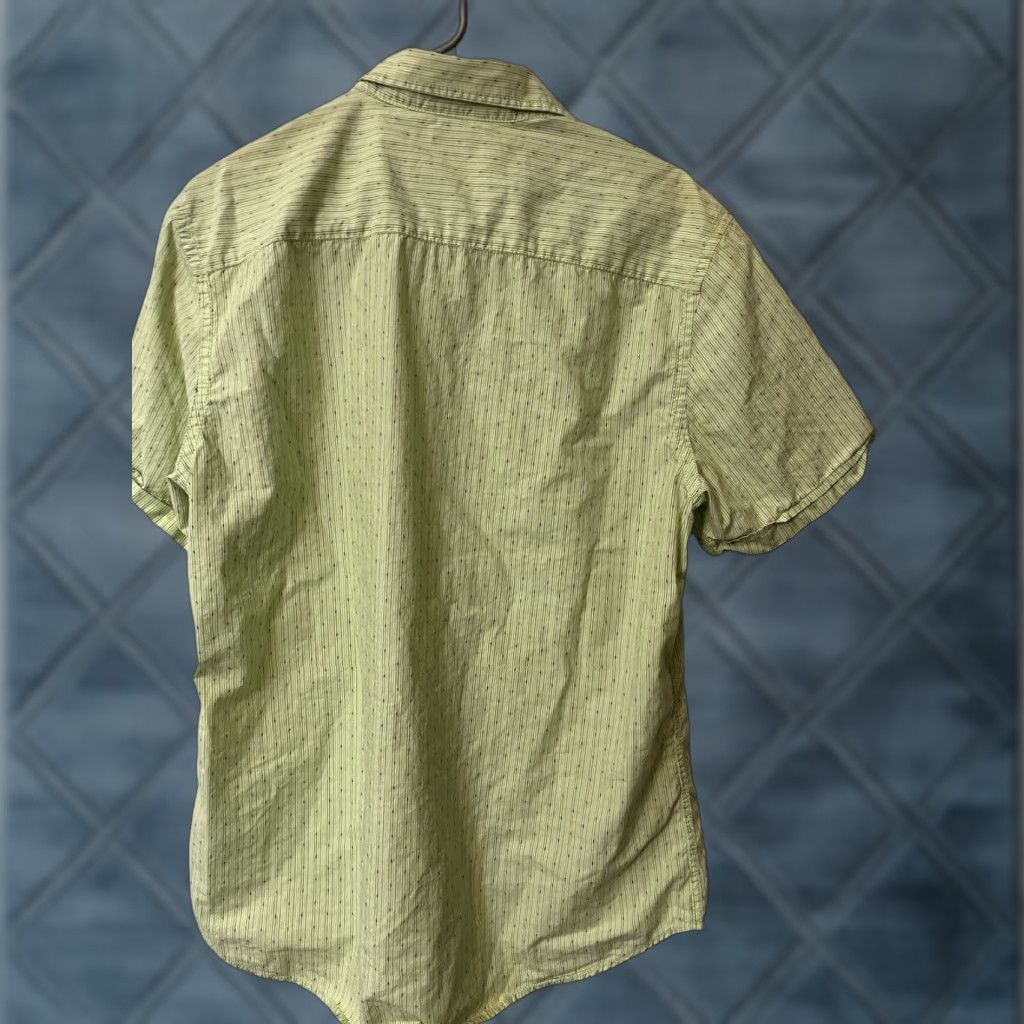 Express Express Shirt Green Striped Button Up Short Sleeve Mens Large Regular Knit Cotton Shirt Express Size US L / EU 52-54 / 3 - 1 Thumbnail