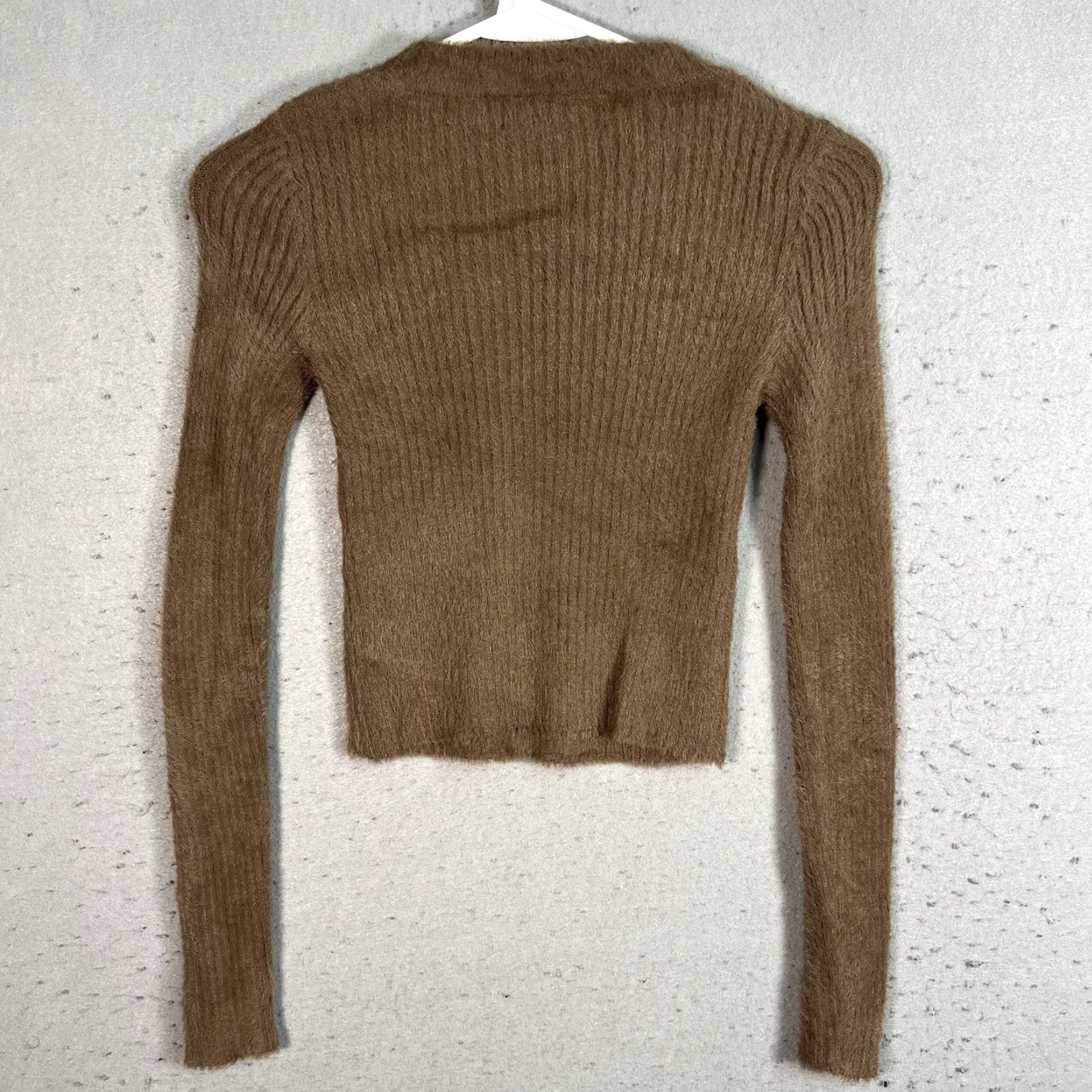 Mango VINTAGE Mango MNG Fluffy Cropped Sweater Womens XS Brown Pullover Mock Neck Size XS / US 0-2 / IT 36-38 - 6 Thumbnail