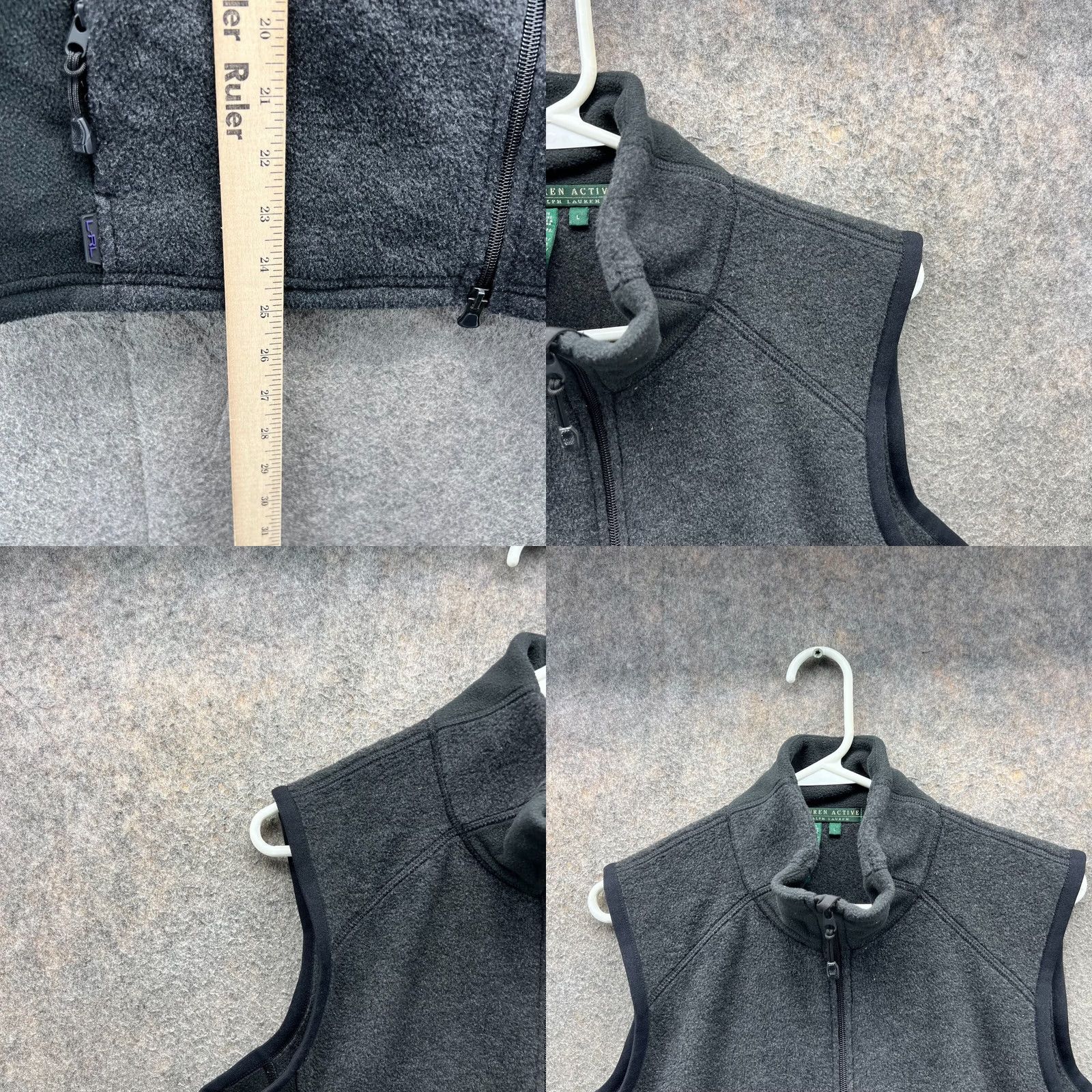 Ralph Lauren VINTAGE Lauren Ralph Lauren Vest Womens Large Gray Full Zip Jacket Fleece Cotton Vest, L, Gray, 90s, Women's, Basic Jacket Size L / US 10 / IT 46 - 8 Thumbnail