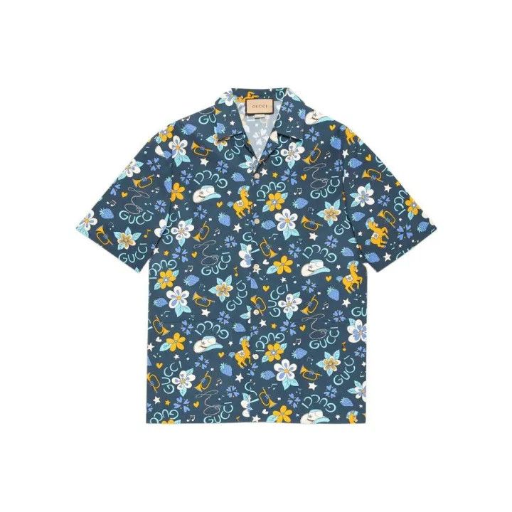 Gucci SS22 Vintage Floral Print Short Sleeve Shirt