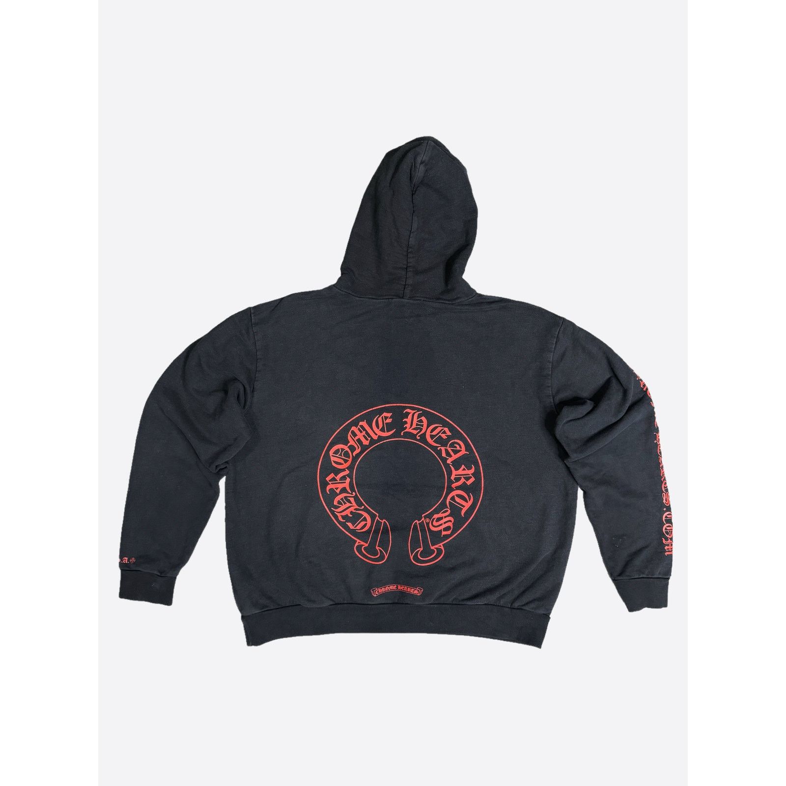 Chrome Hearts CHROME HEARTS RED HORSESHOE BLACK HOODIE | Grailed
