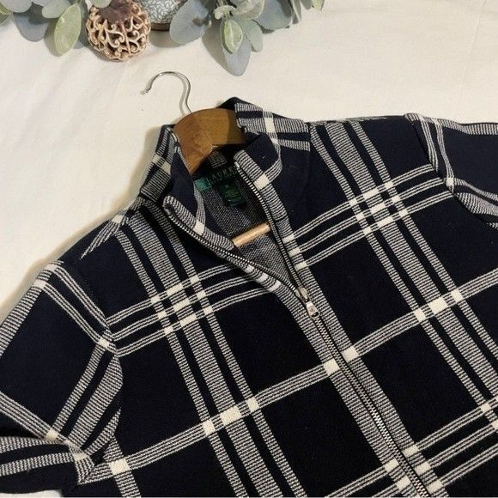 Ralph Lauren Ralph Lauren Black & White Plaid Zip-Up Cotton Blazer Medium Size M / US 6-8 / IT 42-44 - 7 Thumbnail
